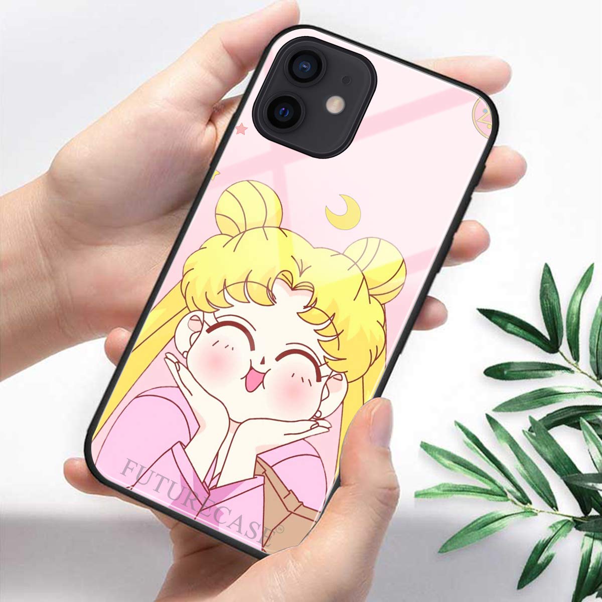 Sailor Moon Anime iPhone 13 Mini Case - Tsukino Usagi & Artemis Tempered Glass Phone Cover - Cute Japanese Anime Protection for iPhone 13 Mini - Perfect for Fans, Cosplay & Daily Use
