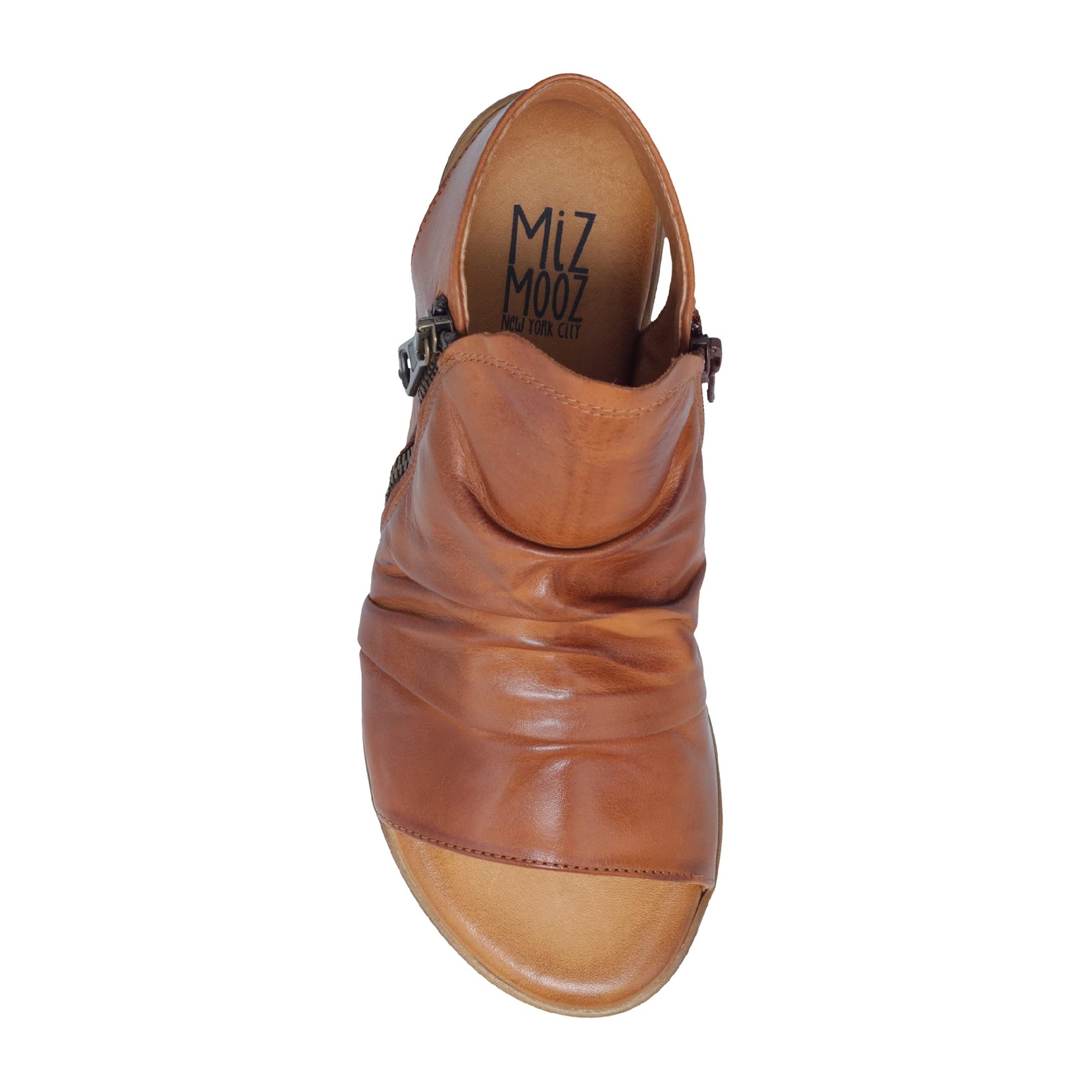 Miz Mooz Dylan Women's Leather Sandals - Boho Peep Toe Sandals with Side Zipper | Comfortable & Stylish for Summer, Beach, Travel & Casual Outfits