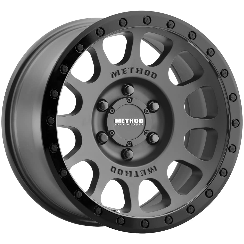 Method Race Wheels 305 NV Black Wheel with Matte Gloss Lip - 17x8.5 Inches, 8x6mm Bolt Pattern, 0mm Offset - Perfect for Off-Road Trucks, Jeeps & SUVs