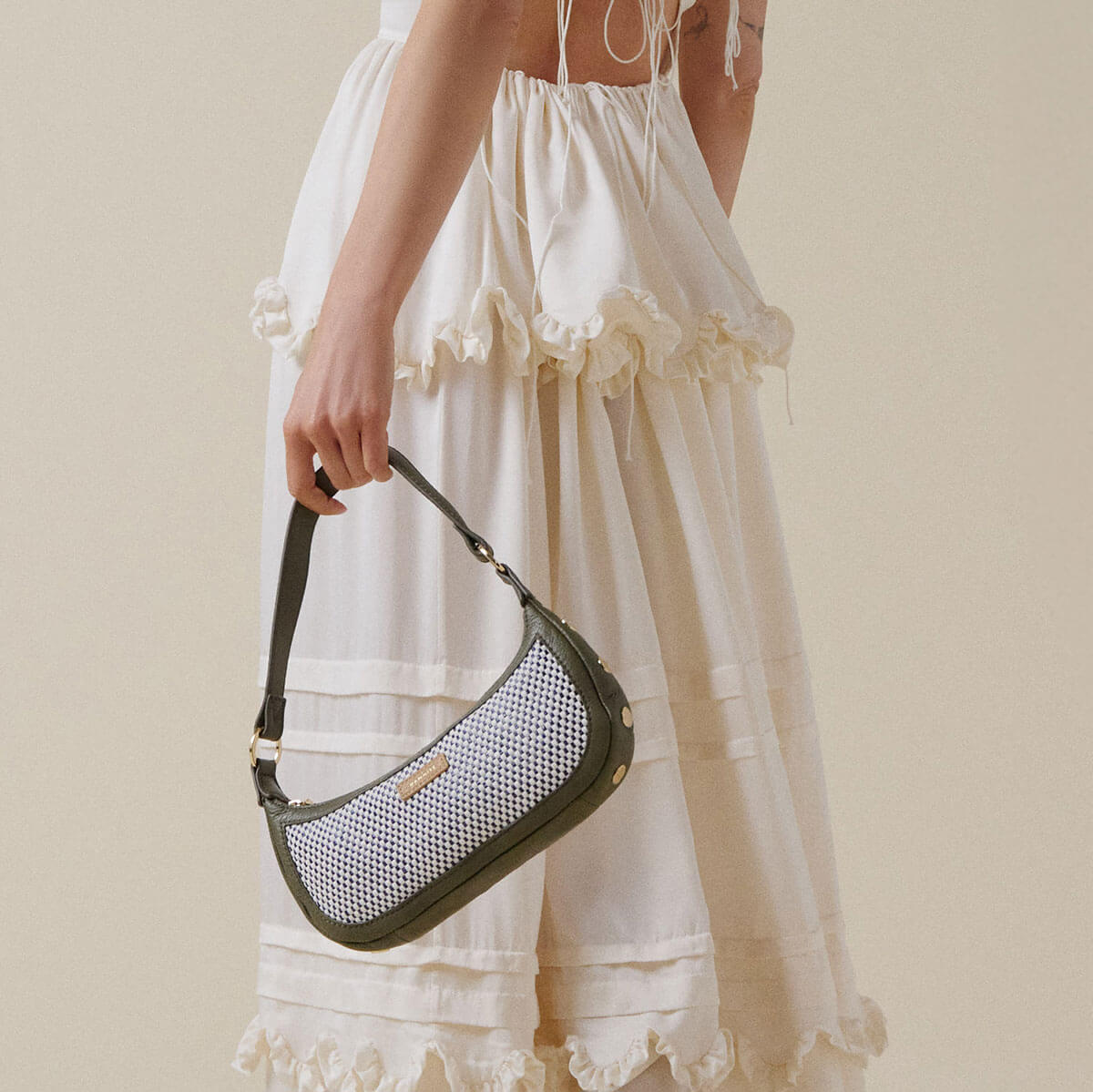 Becker Meadow Weave Gold Small Crossbody Bag - Stylish & Compact for Everyday Use, Work, and Travel