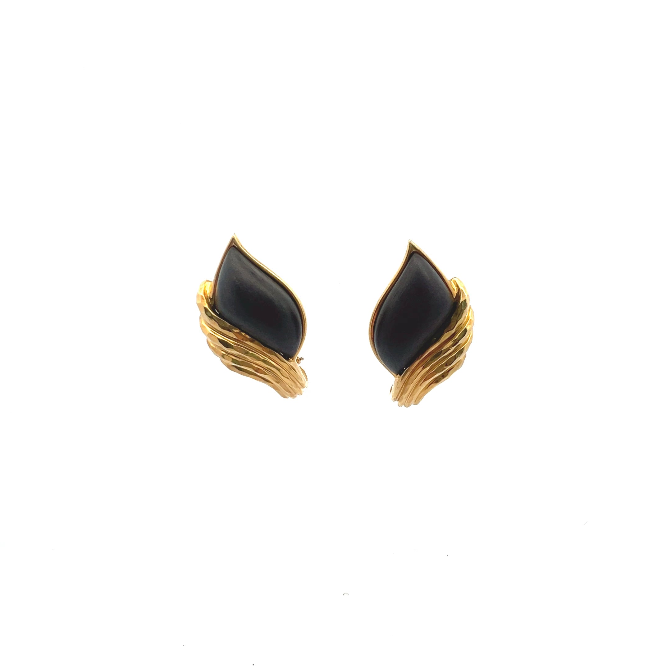Vintage Henry Dunay 18K Yellow Gold Clip-On Earrings 32.20g - Elegant Luxury Jewelry for Weddings, Parties & Special Occasions