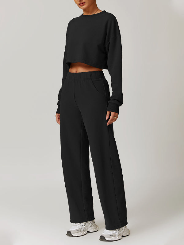ZASUWA Women's Split Backless High Waisted Casual Loose Tracksuit Set - Comfortable Lounge Wear for Home, Yoga & Street Fashion