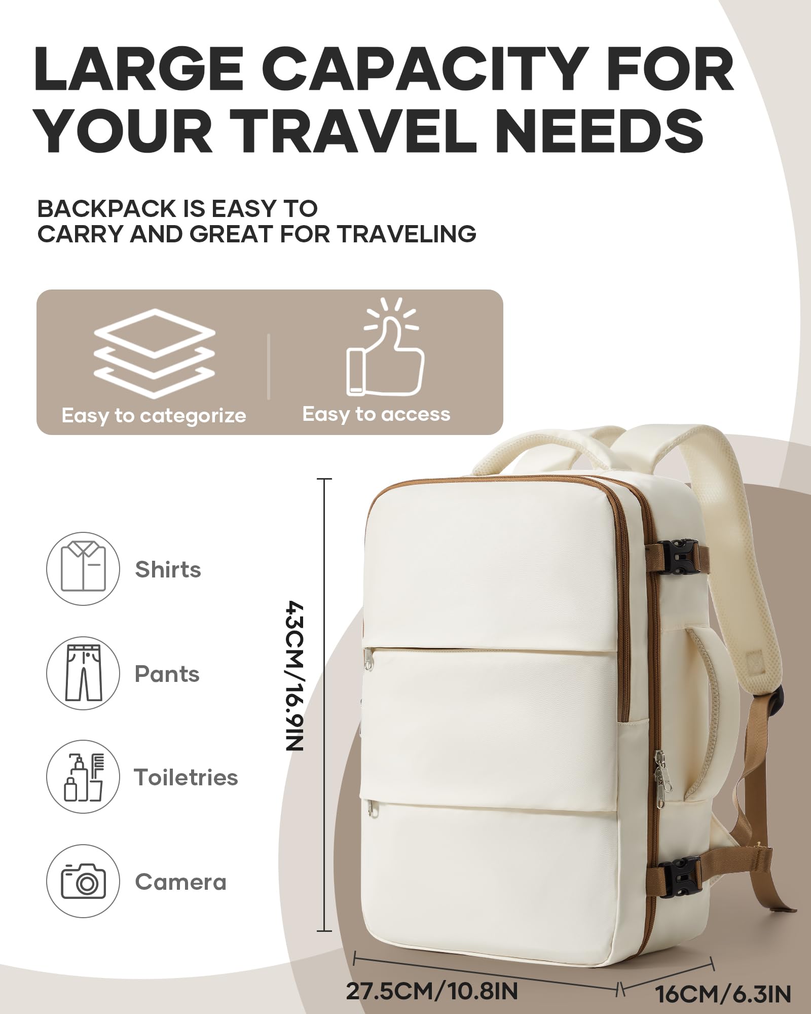 Travel Backpack for Women & Men - Carry On Laptop Backpack for Airplane Travel