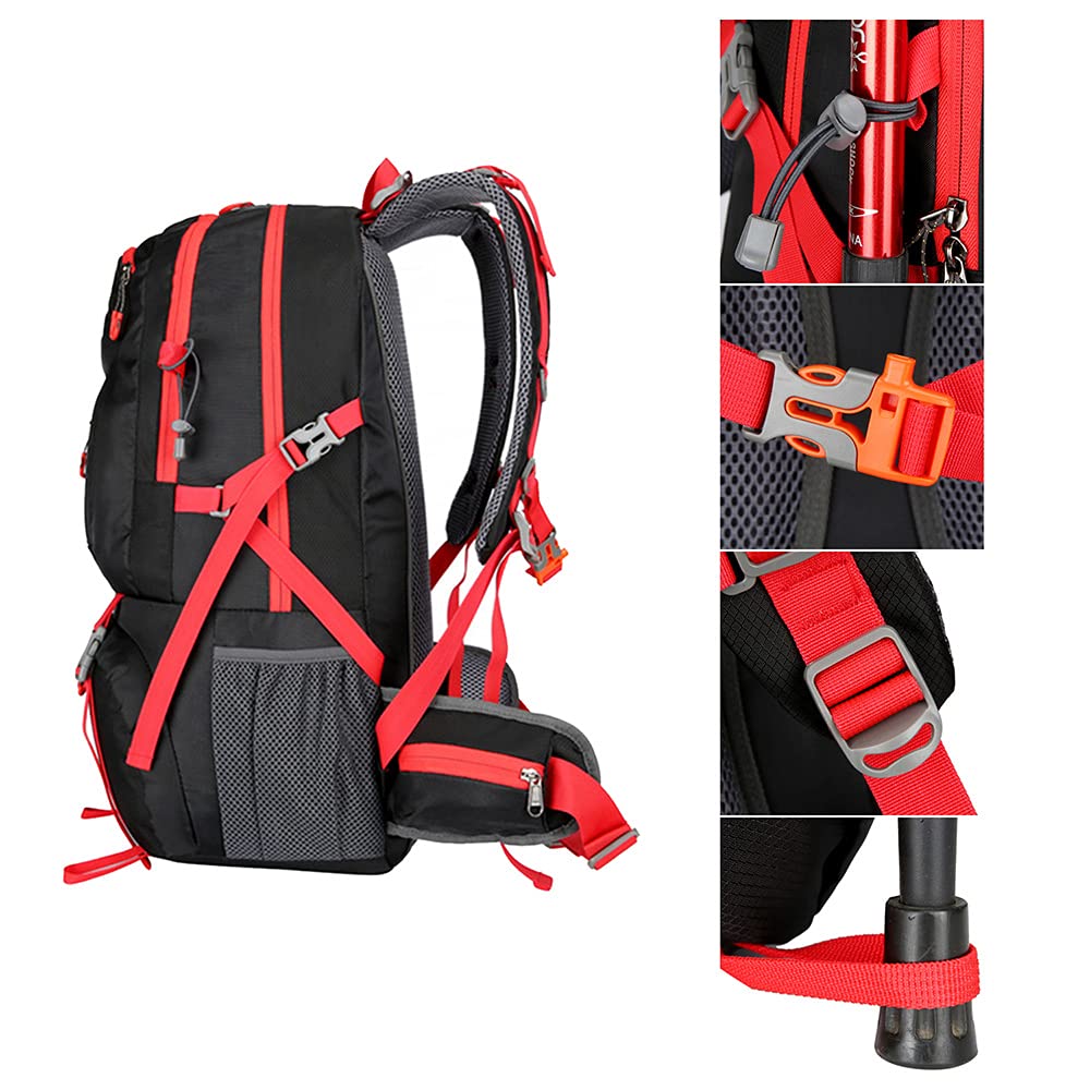 Rojeam 40L/50L/60L Lightweight Hiking Backpack for Men & Women - Waterproof Travel Daypack for Outdoor Activities, Trekking, Camping & Cycling - Durable Black 50L Backpack for Adventure & Daily Commute