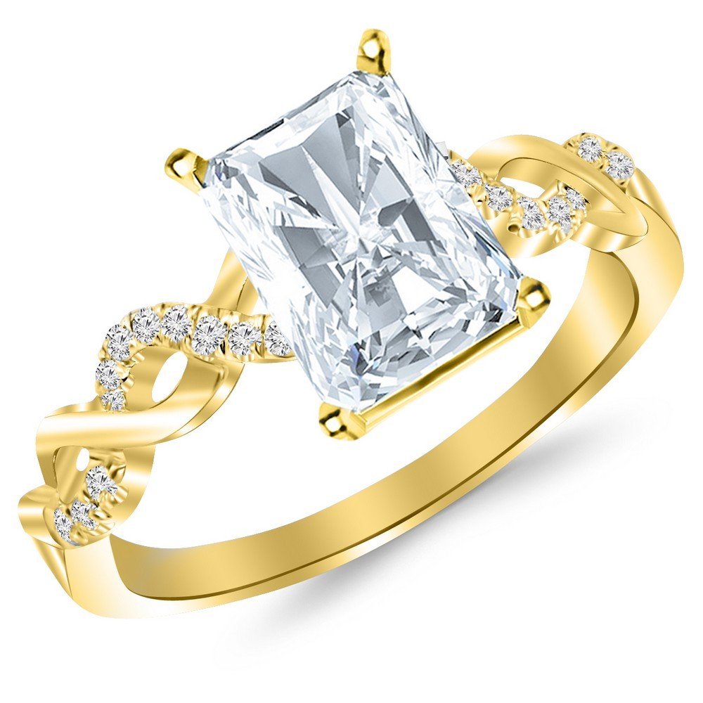 1.13 Ctw 14K White Gold Infinity Twist Diamond Engagement Ring - 1 Ct G Color VS1 Clarity Radiant Cut Center Stone with Pave Split Shank | Perfect for Proposals, Anniversaries & Special Occasions