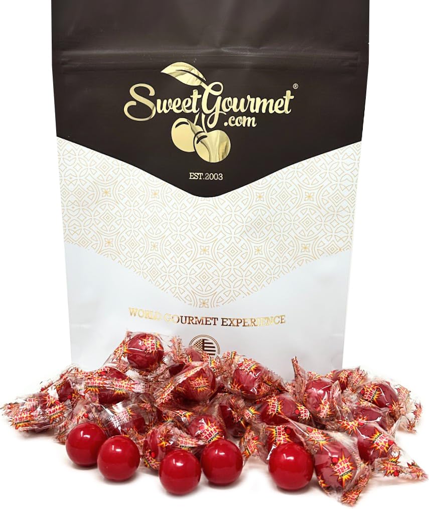 SweetGourmet Medium Fireballs Candy - Nuclear Fire Blast Extremely Spicy Wrapped Hard Candy - 1 Pound Bag - Perfect for Parties, Halloween Treats & Spicy Food Challenges