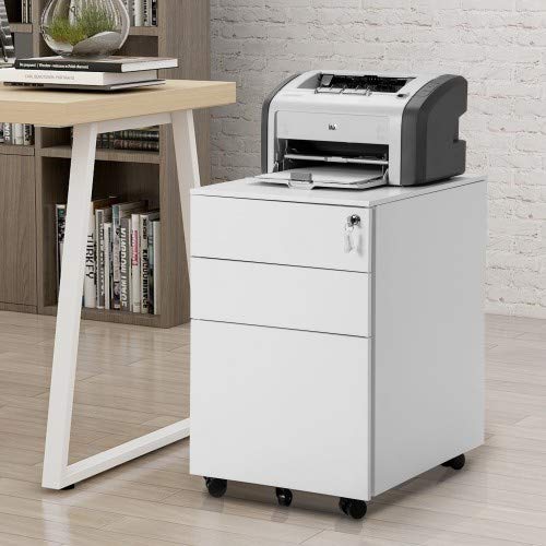 3-Drawer Locking Metal File Cabinet - Mobile Storage for Legal, Letter, A4 & F4 Documents - Fully Assembled Home Office Filing Cabinet (Wheels Not Included) | Perfect for Office Organization & Document Storage