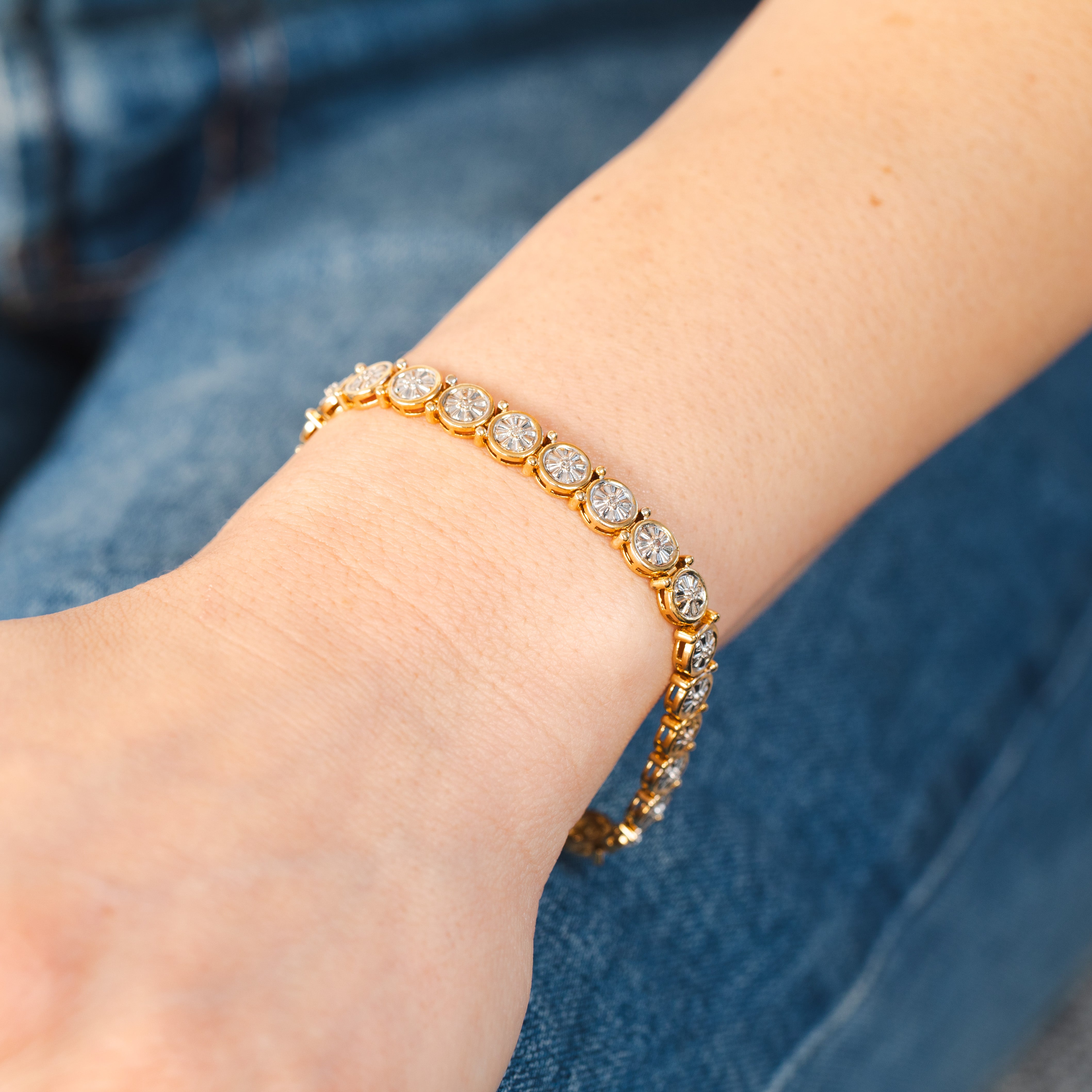 1/4 Carat Diamond Bracelet in 14K Gold Plated Sterling Silver - Elegant Jewelry Gift for Women, Anniversary & Special Occasions