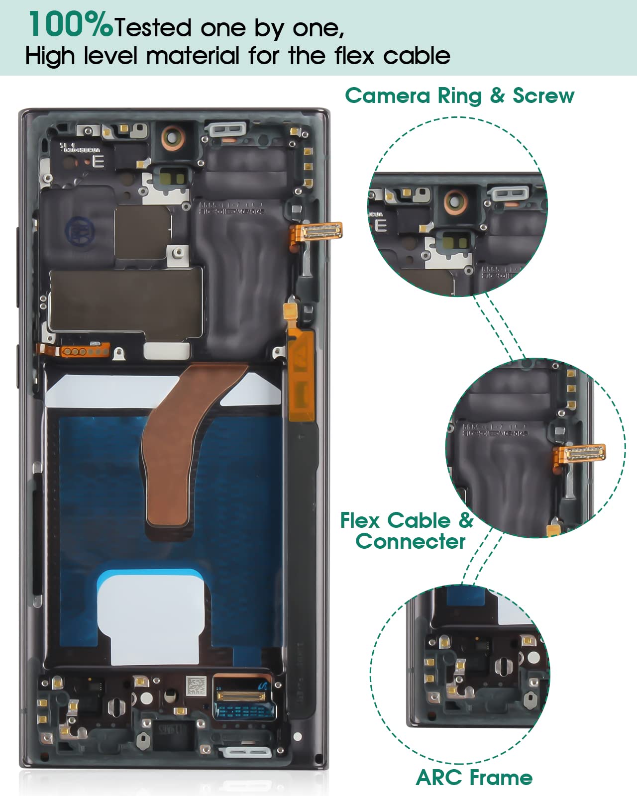 Samsung Galaxy S22 Ultra 5G OLED Screen Replacement - SM-S908/S908B LCD Display & Digitizer Touch Screen Assembly with Frame (Fingerprint Compatible) - Perfect for DIY Phone Repair & Cracked Screen Replacement