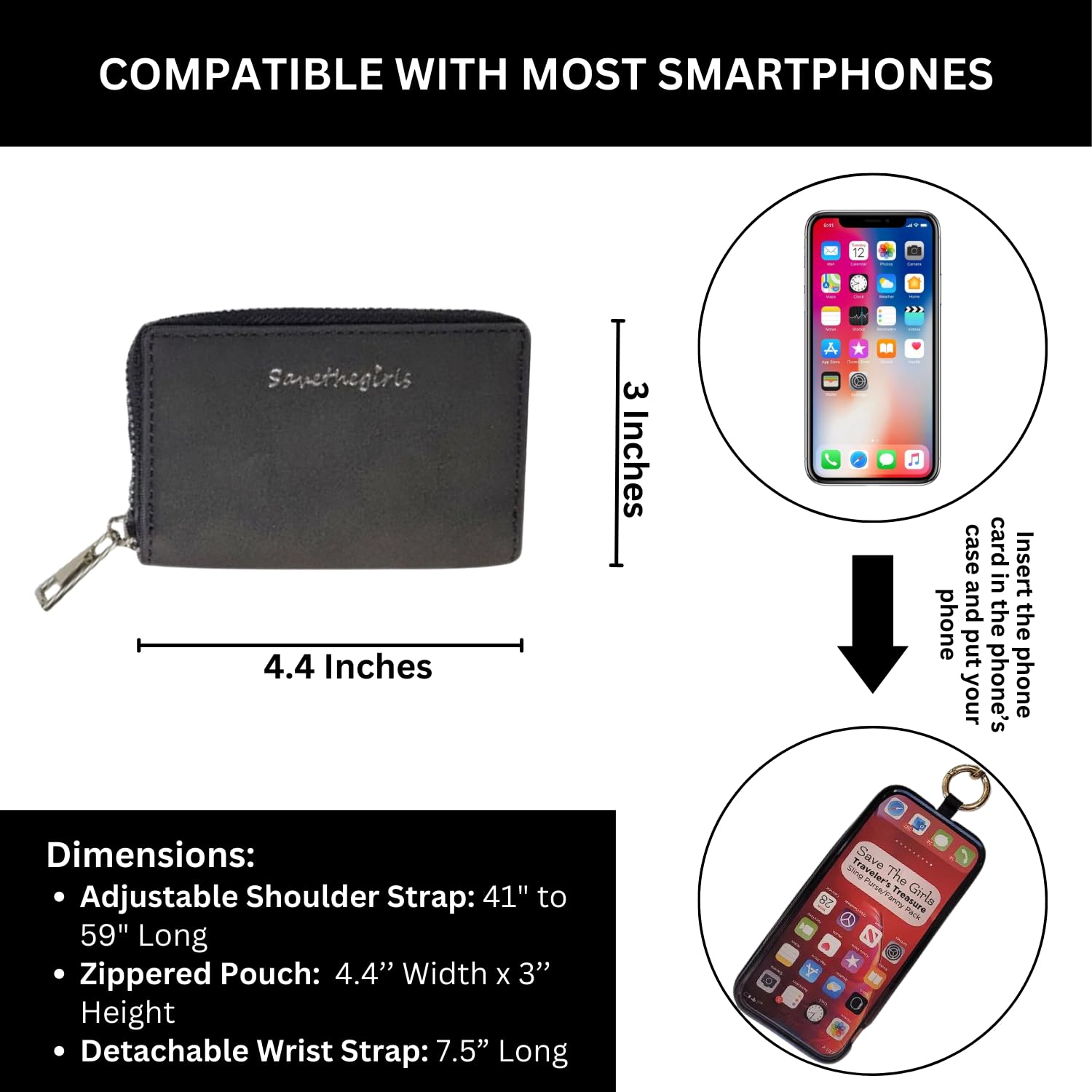 Clip and Go Brushed Vegan Phone Lanyard - Adjustable Crossbody Phone Case with Pouch, Removable Strap for Hands-Free Convenience at Work, Travel, and Outdoor Adventures