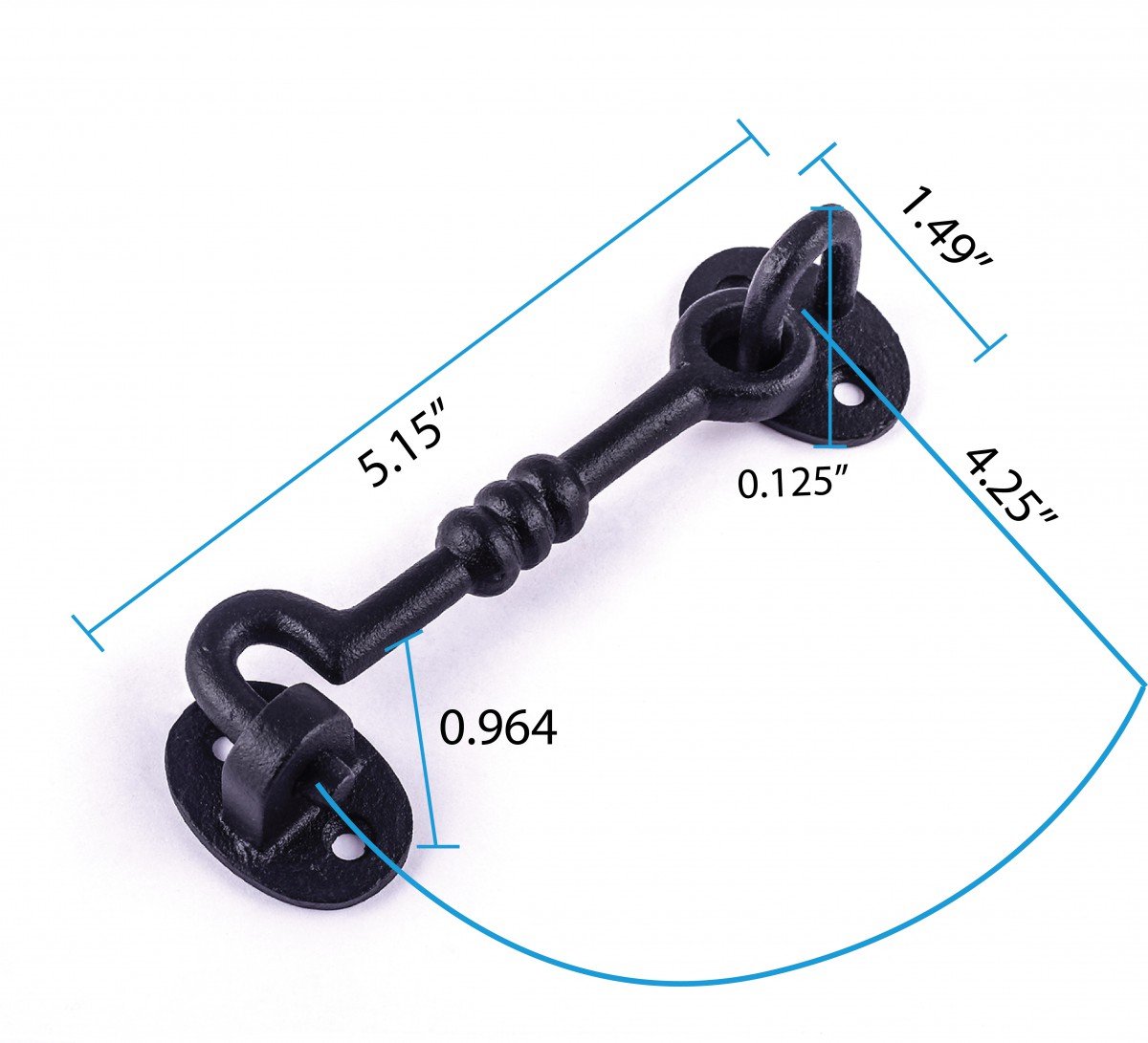 5 Inch Wrought Iron Hook and Eye Door Latch Lock - Oil Rubbed Bronze Finish with Mounting Hardware - Ideal for Cabinets, Gates, and Barn Doors