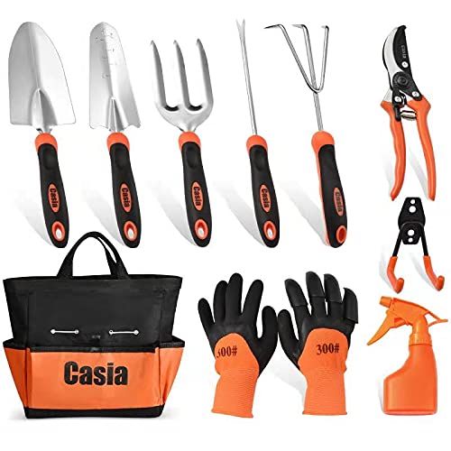 Premium 10-Piece Stainless Steel Garden Tools Set - Heavy Duty for Outdoor Gardening, Storage Tote Included - Perfect Gift for Gardeners