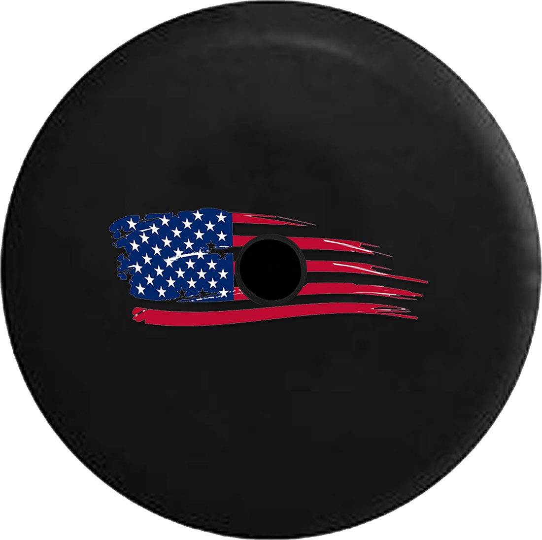 Vintage Distressed American Flag Spare Tire Cover - 32 Inch Black with Backup Camera Hole | Waterproof & UV Resistant for Trucks, SUVs & Jeeps
