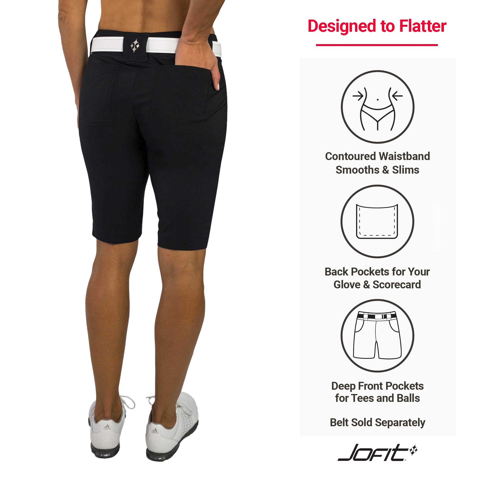 Jofit Apparel Women's Athletic Bermuda Shorts - High Waist Workout Shorts for Yoga, Running & Gym - Breathable Quick-Dry Fitness Shorts