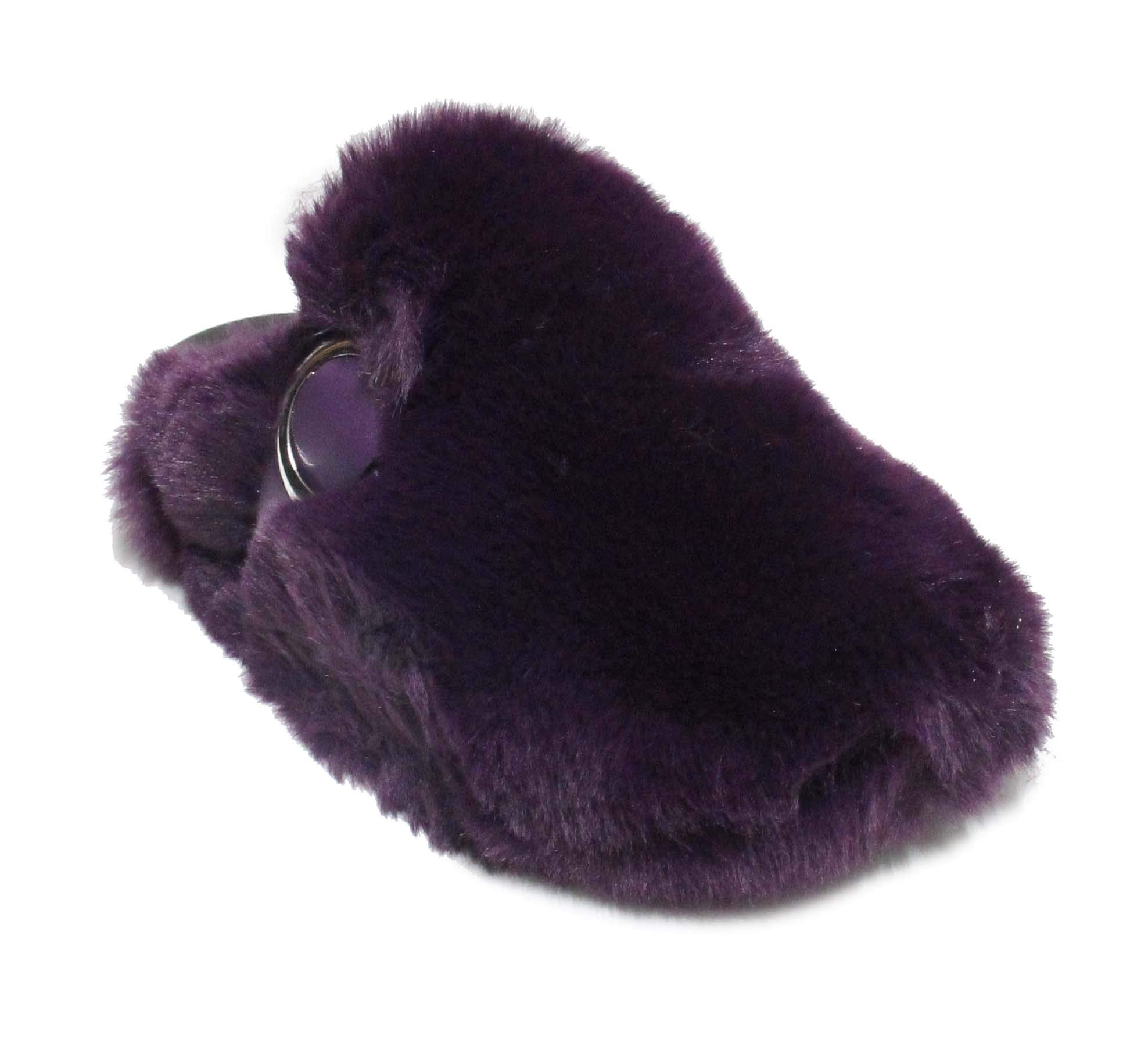 H2K Women's Fuzzy Fur Slides - Cozy Closed Toe Slippers for Indoor & Outdoor Use - Soft Plush House Shoes for Women - Perfect for Lounging, Errands and Cold Weather Comfort