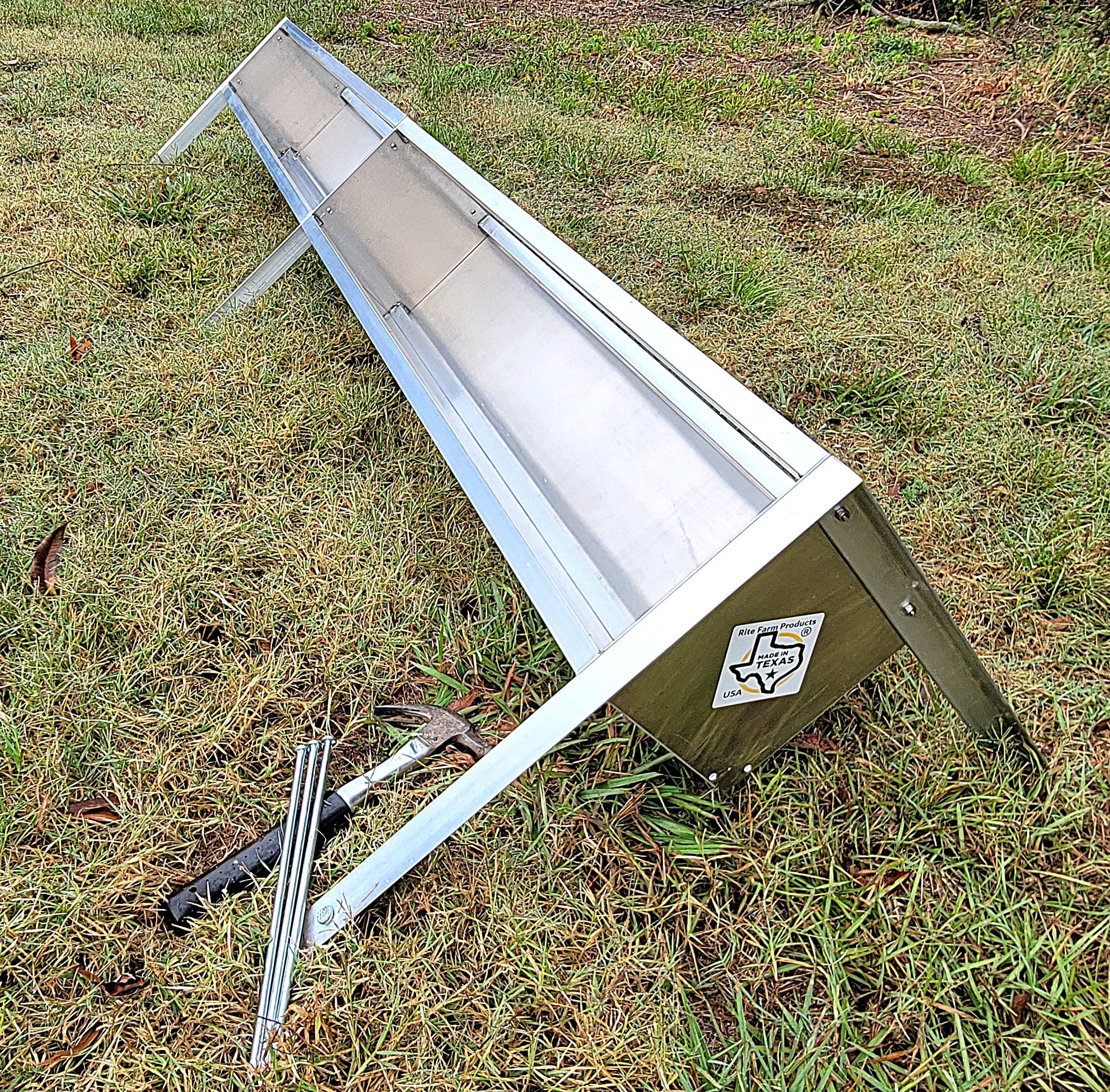 8 Ft Welded Aluminum Sheep & Goat V Trough Feeder - Heavy Duty Livestock Feeder with Anchors - Durable USA Made Farm Equipment for Pasture, Barn & Ranch Use