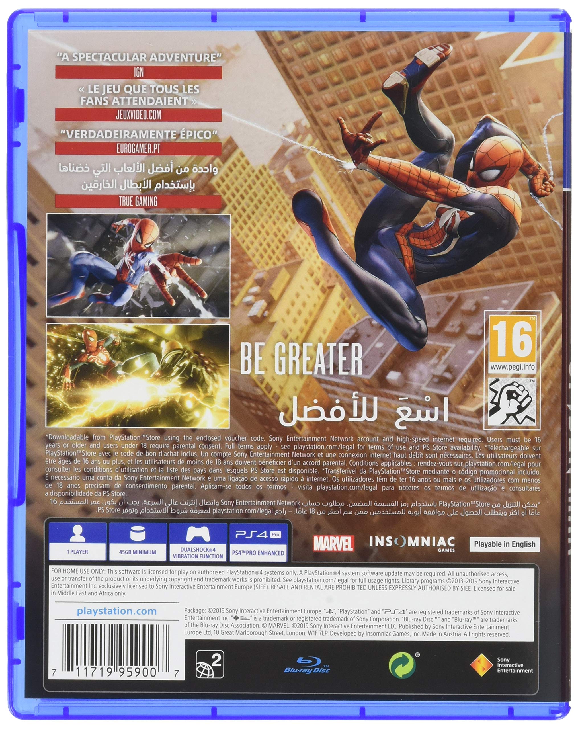 Spider-Man Game of the Year Edition - PlayStation 4 (UK/Arabic Version) | Action-Adventure Superhero Game for PS4 | Perfect for Marvel Fans & Action Game Lovers