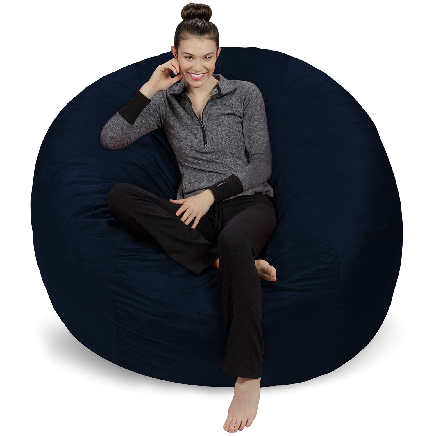 Ultra Soft Sofa Sack Bean Bag Chair with Memory Foam & Microsuede Cover - 6ft Plush Foam Filled Furniture for Dorm Room, Living Room & Bedroom - Navy Blue Comfort Seating for Relaxing, Gaming & Lounging