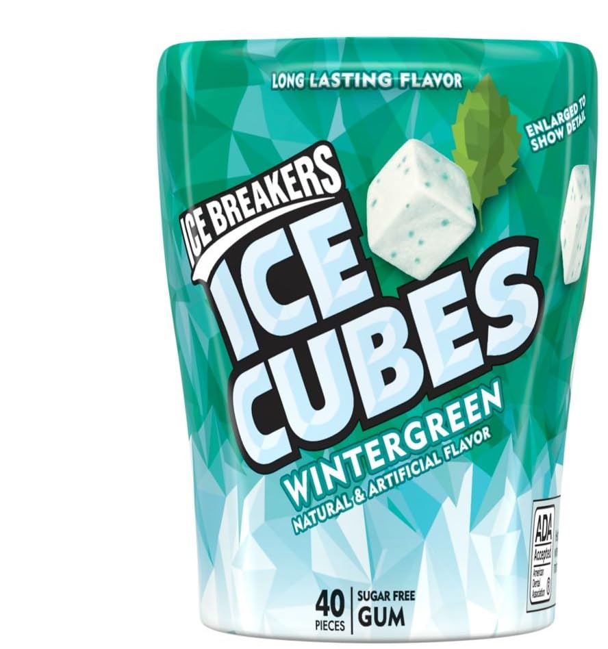 Sugar Free Ice Cubes Gum - Wintergreen, Spearmint, Peppermint, Black Cherry, Cherry Limeade & Arctic Grape Flavors (240 Pieces) | Bundle with Make Your Day Bag Clip | Perfect for Freshening Breath at Work, School or Travel