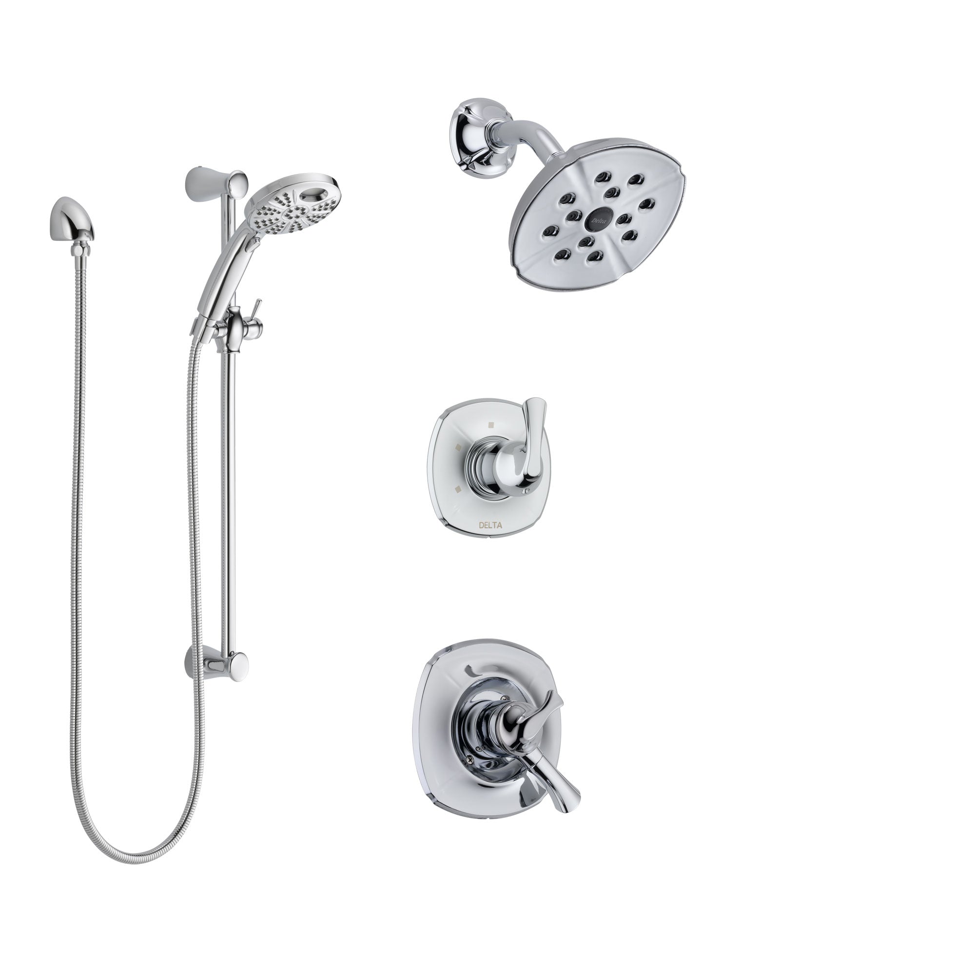 Delta Addison Chrome Finish Shower System - Dual Control Handle, 3-Setting Diverter, Showerhead & Temp2O Hand Shower with Slidebar (Model SS172924) - Perfect for Modern Bathroom Renovations and Spa-Like Shower Experiences