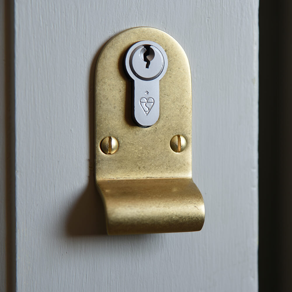 Vintage Aged Brass Euro Cylinder Latch Pull - Antique Style Cabinet & Drawer Hardware for Home Decor - Perfect for Kitchen Cabinets, Dressers, and Vintage Furniture Restoration