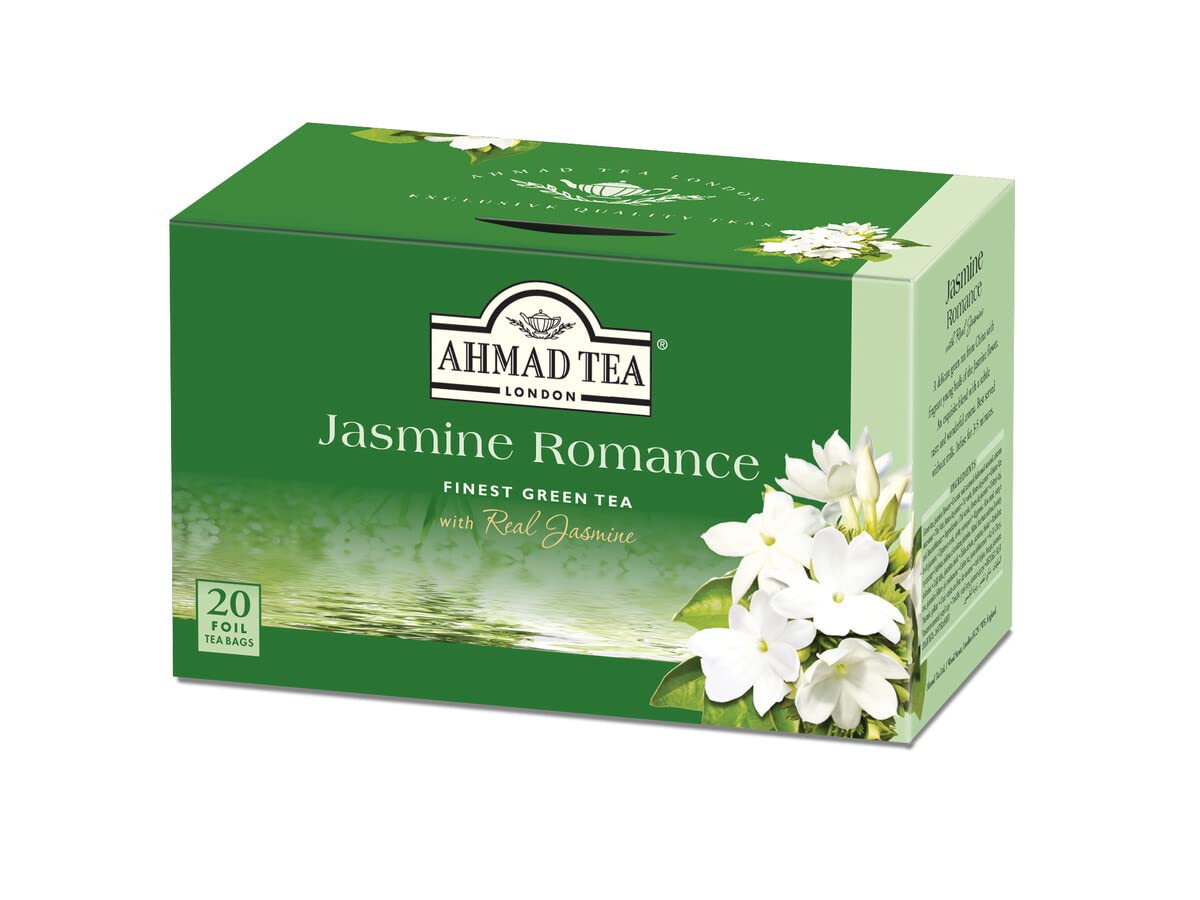 Ahmad Tea Jasmine Romance Green Tea - 20 Tea Bags per Box (Pack of 6) | Premium Floral Jasmine Green Tea for Relaxation & Afternoon Tea Time