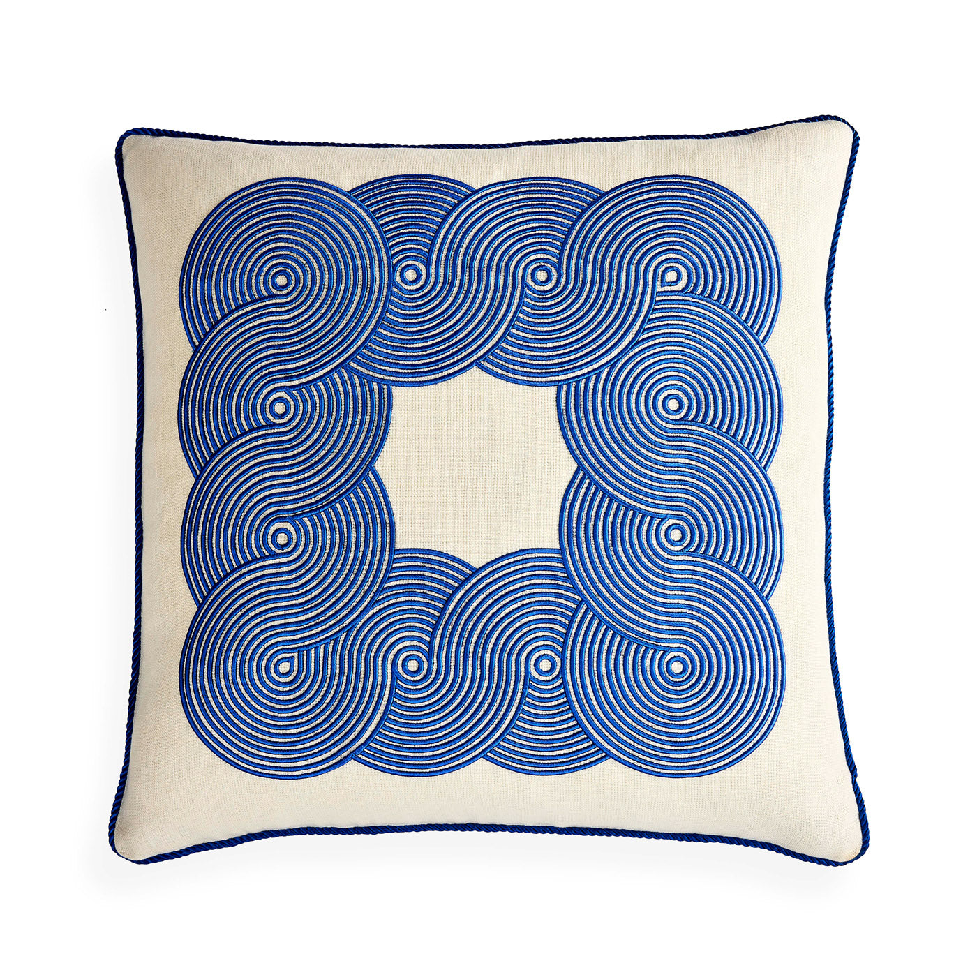 Pompidou Cobalt Blue Border Decorative Throw Pillow - Stylish Accent for Sofa, Bed & Home Decor