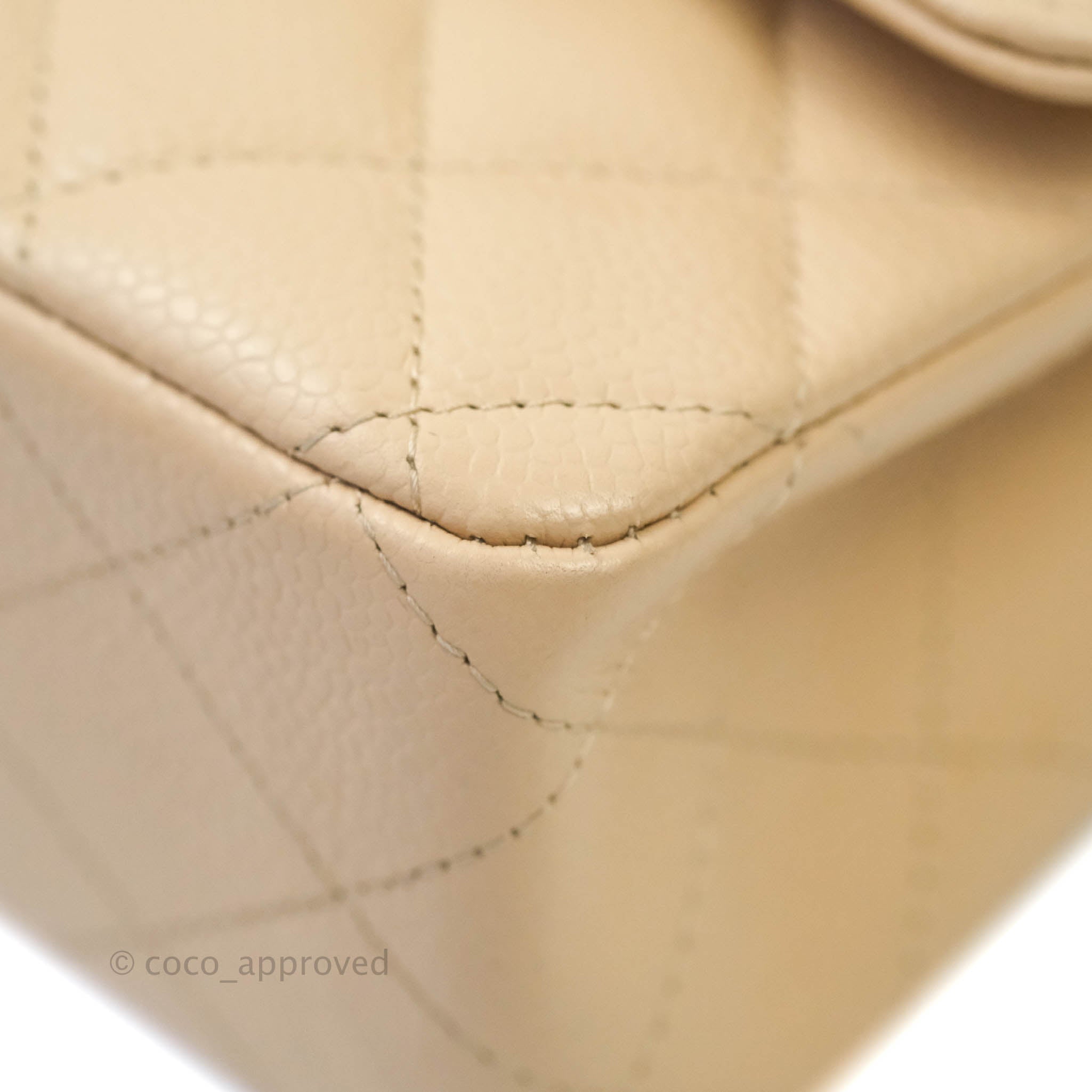 Chanel Classic M/L Medium Double Flap Bag in Beige Caviar Leather with Gold Hardware - Luxury Handbag for Women, Perfect for Work, Date Night & Special Occasions