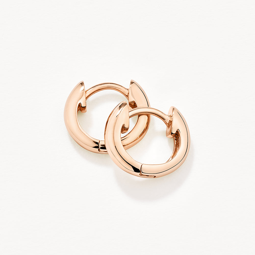 Rose Gold Midi Huggie Earrings for Women - Minimalist Hoop Earrings for Everyday Wear, Date Night & Gifting