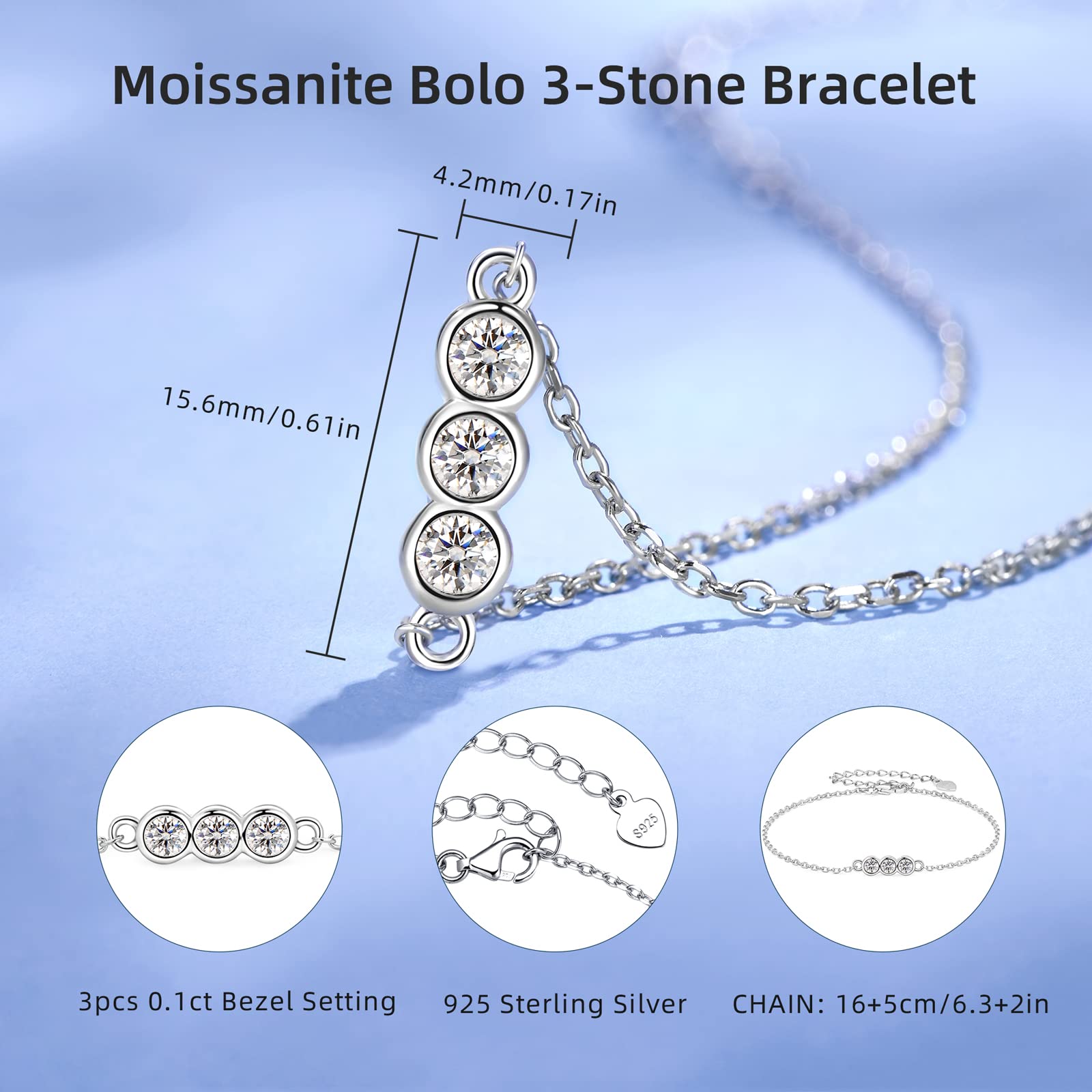 AINUOSHI 14K White Gold Plated Moissanite Bracelet for Women, 925 Sterling Silver Elegant Tennis Bracelet - Perfect Valentine's Day, Anniversary & Birthday Gift for Wife, Mom, Daughter | Wedding, Party, Date Night Jewelry