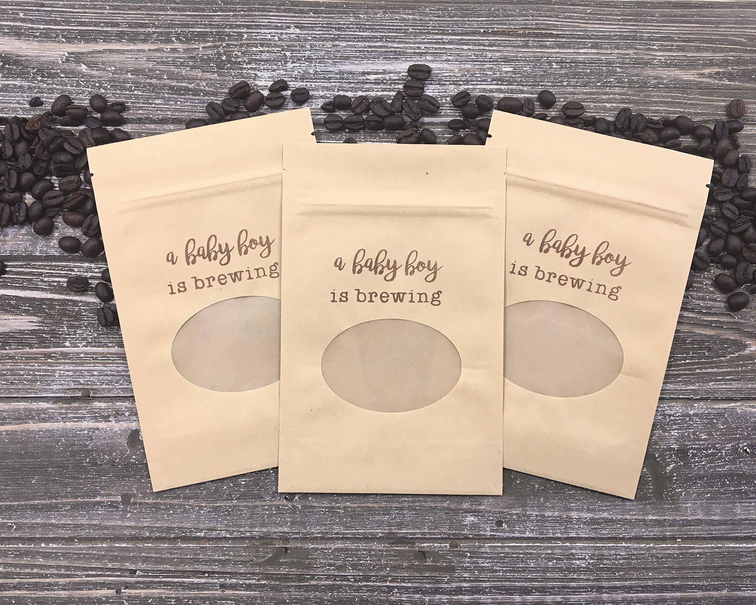 Baby Shower Favor Bags - Set of 10 Gender Reveal Party Supplies - 'A Baby Boy is Brewing' Theme - Perfect for Baby Showers, Gender Reveal Parties & Newborn Celebrations