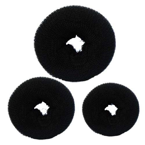 Luxury Hair Donut Bun Maker - Black (3 Pack) | Perfect for Updos, Ponytails & Formal Hairstyles | Great for Weddings, Parties & Everyday Use