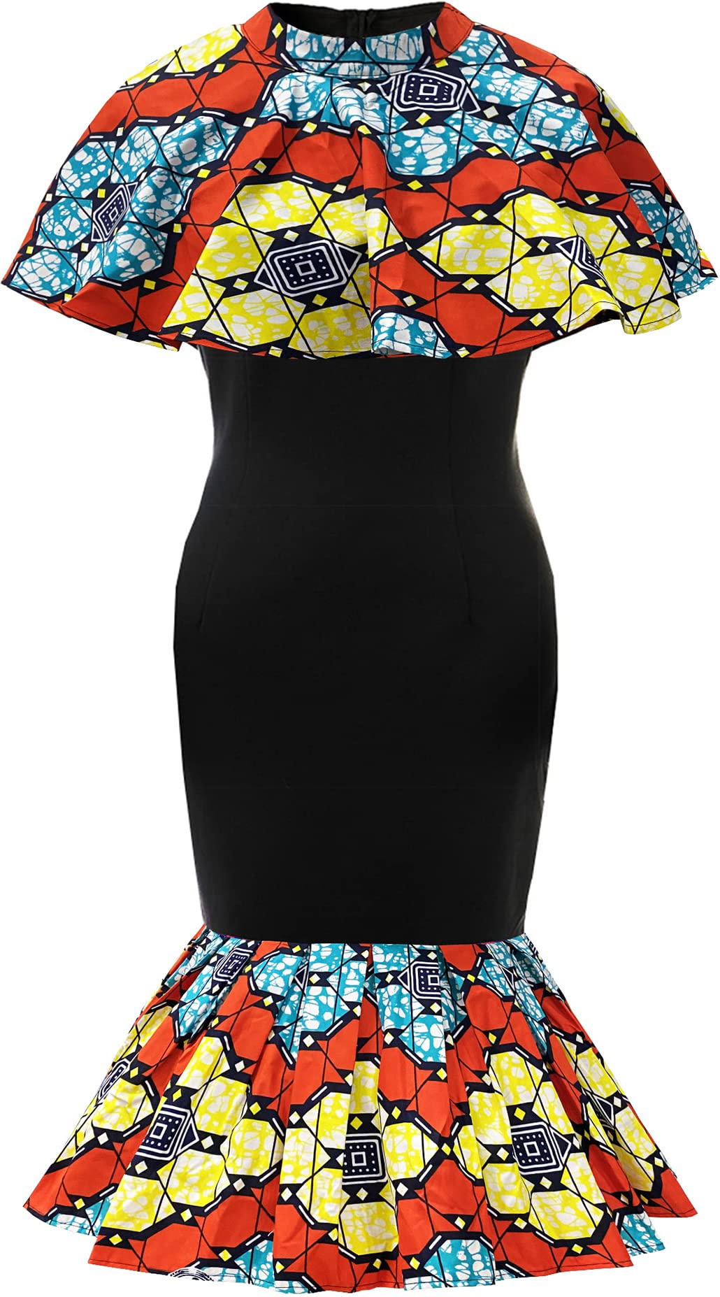 DOAFRIAFRI Women's African Print Casual Dress - Ankara Wax Tribal Maxi Dress for Summer, Beach, Party & Cultural Events