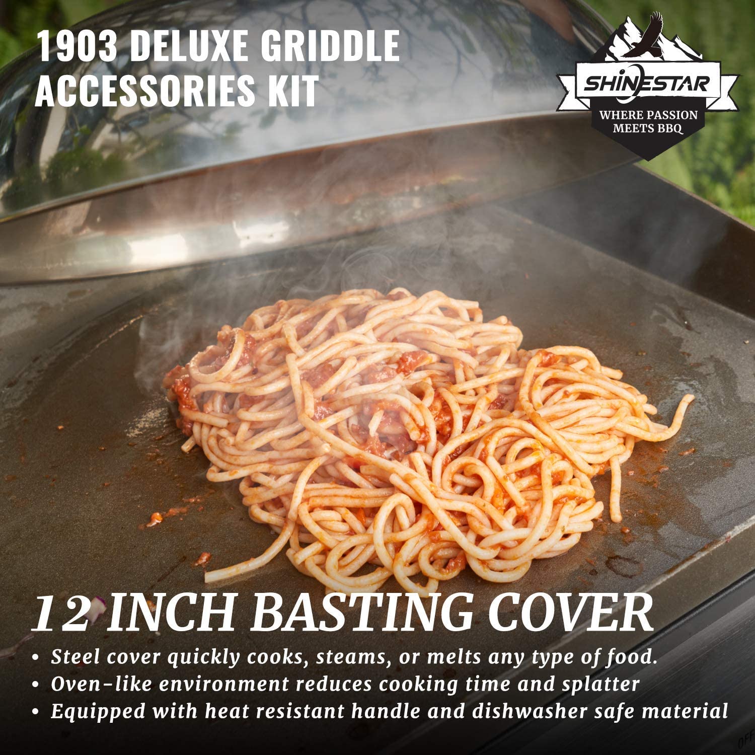 SHINESTAR Professional Griddle Accessories Kit for Blackstone Flat Top Grill - 12-Inch Melting Dome & 9-Piece Complete Set | Perfect for Outdoor Cooking, Camping, and Backyard BBQs