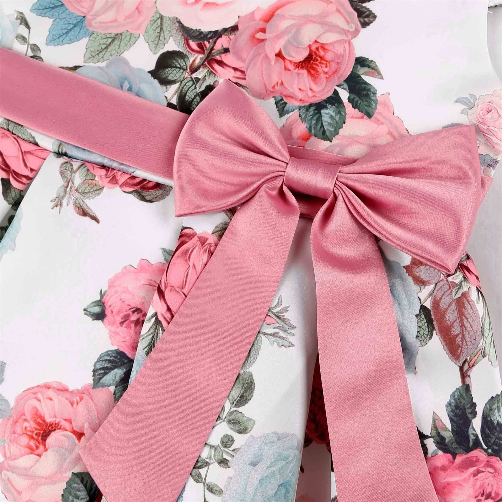 **Floral Print Toddler Girls Beach Dress - Short Sleeve Princess Sundress for Summer (Pink, Size 8) | Perfect for Beach Vacations, Birthday Parties & Outdoor Play**