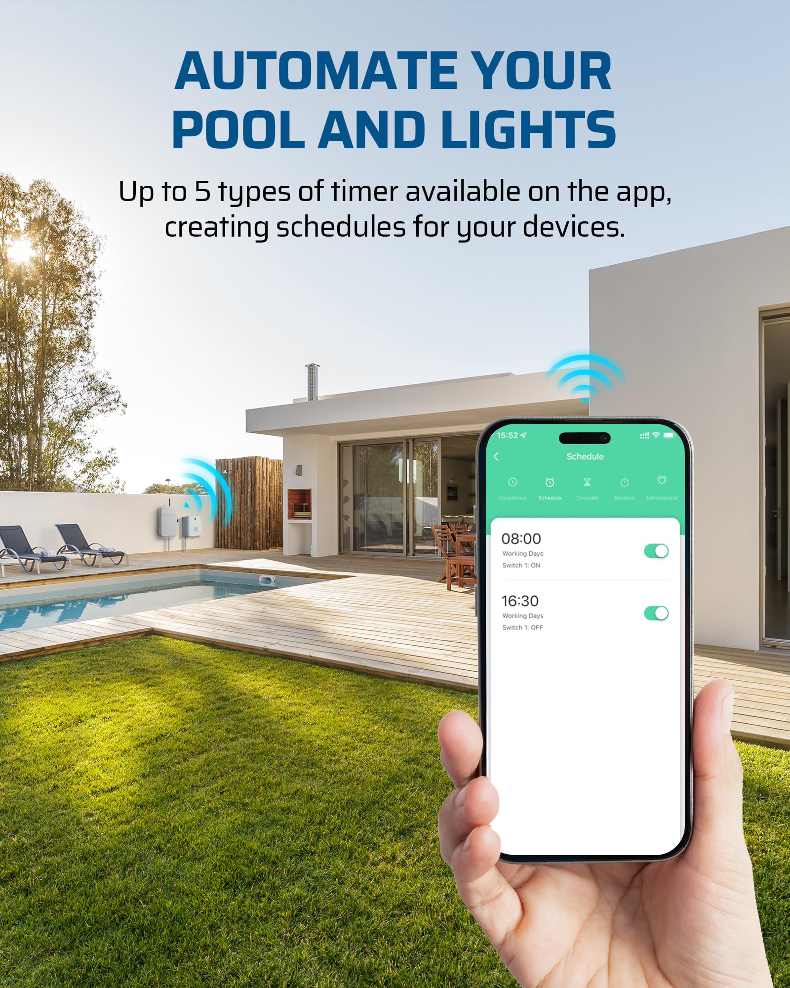 DEWENWILS Smart WiFi Pool Pump Timer - 40A 240VAC 3HP Heavy Duty Outdoor Wireless Controller for Pools & Water Heaters | Alexa & Google Assistant Compatible | ETL Certified | Perfect for Automated Pool Maintenance & Energy Savings