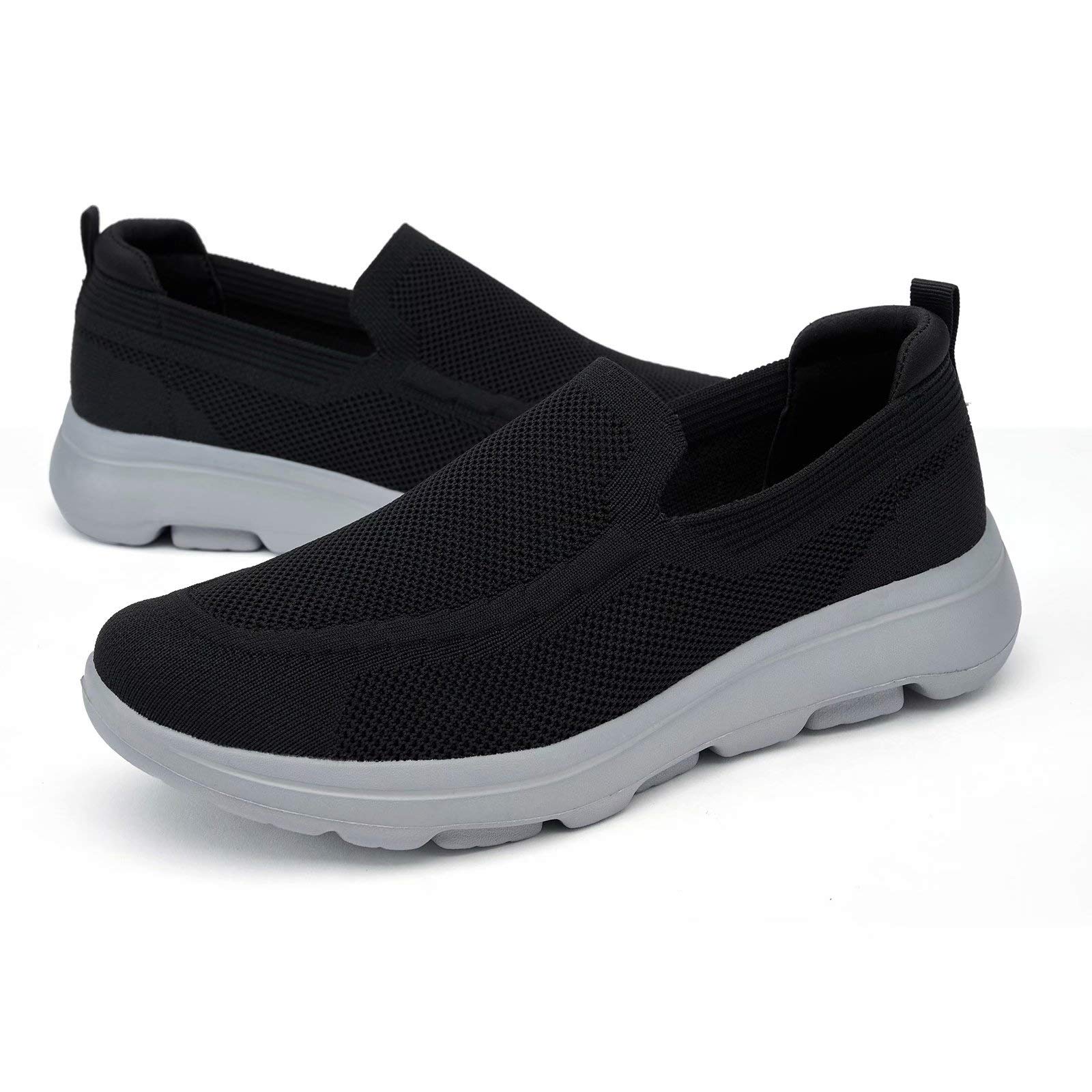 Konhill Men's Slip-On Walking Shoes - Breathable Mesh Loafers for Casual Wear & Tennis Sneakers | Perfect for Daily Walking, Travel & Light Sports Activities