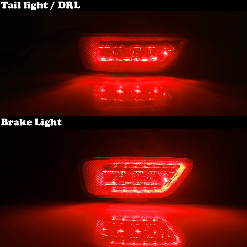 Smoked LED Rear Bumper Reflectors & Tail Lights Kit - Compatible with 2011-2023 Jeep Grand Cherokee WK2, Compass & Dodge Journey - Durable Fog/Brake Lights for Enhanced Night Driving Safety & Style