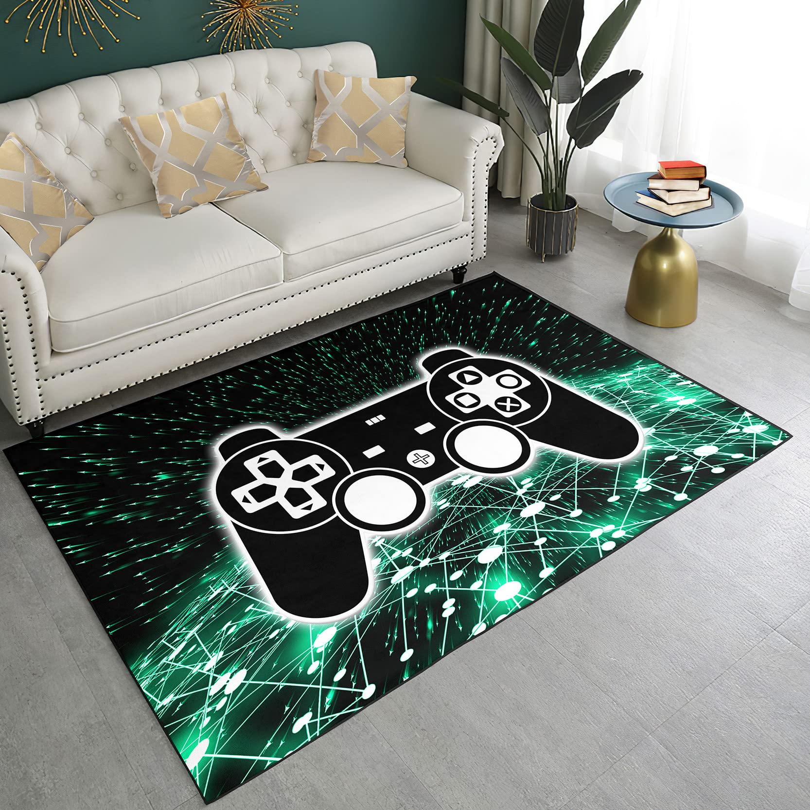 Boys Game Carpet - 63'' x 47'' Colorful Playroom Rug with Game Controller Design | Non-Slip Floor Mat for Bedroom, Game Room & Kids Play Area | Perfect for Video Game Enthusiasts & Room Decor