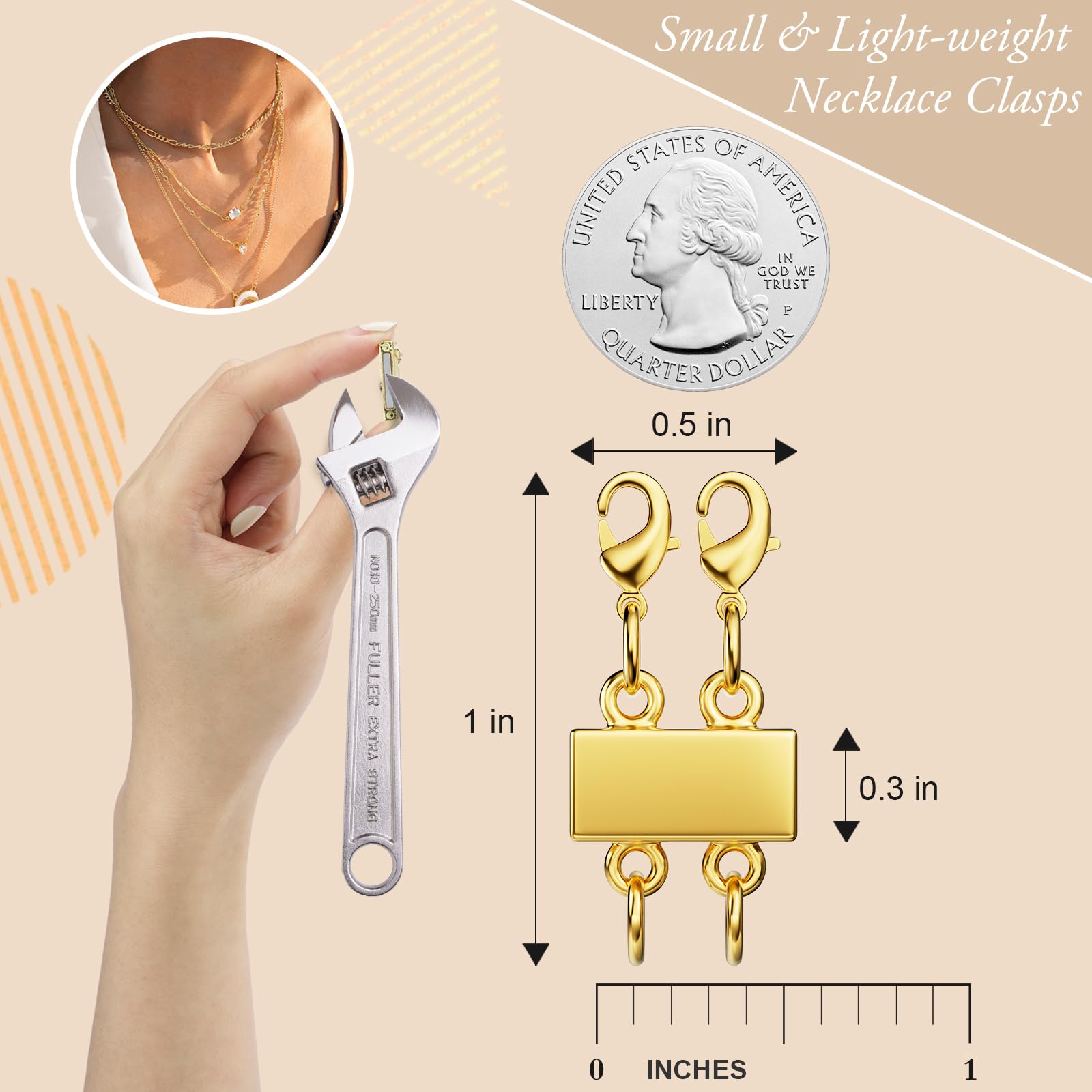 18K Gold Necklace Layering Clasp - Magnetic Multi-Chain Separator & Extender for Women | Perfect for Layering Necklaces, Jewelry Stacking & Everyday Elegance