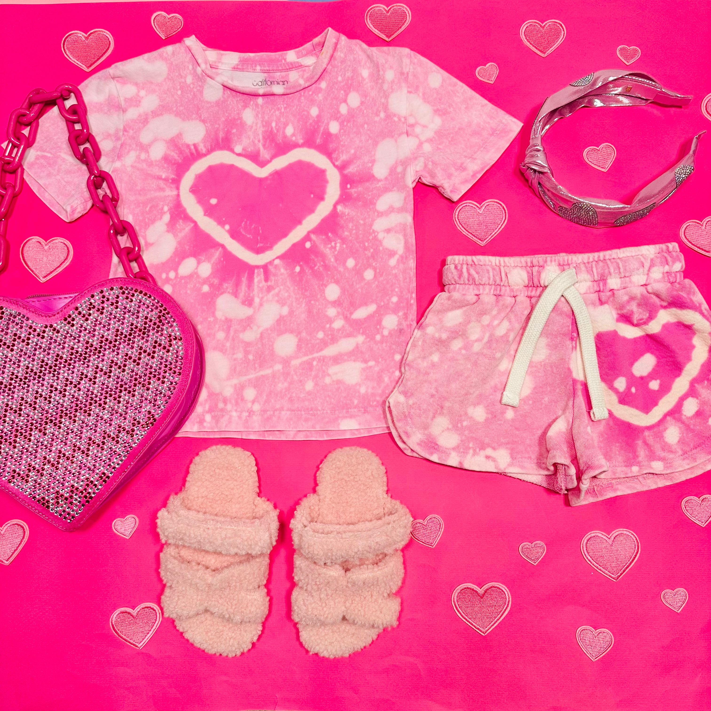Tie Dye Heart Print Shorts for Women - Comfortable Summer Casual Shorts - Perfect for Beach, Yoga, and Lounge Wear
