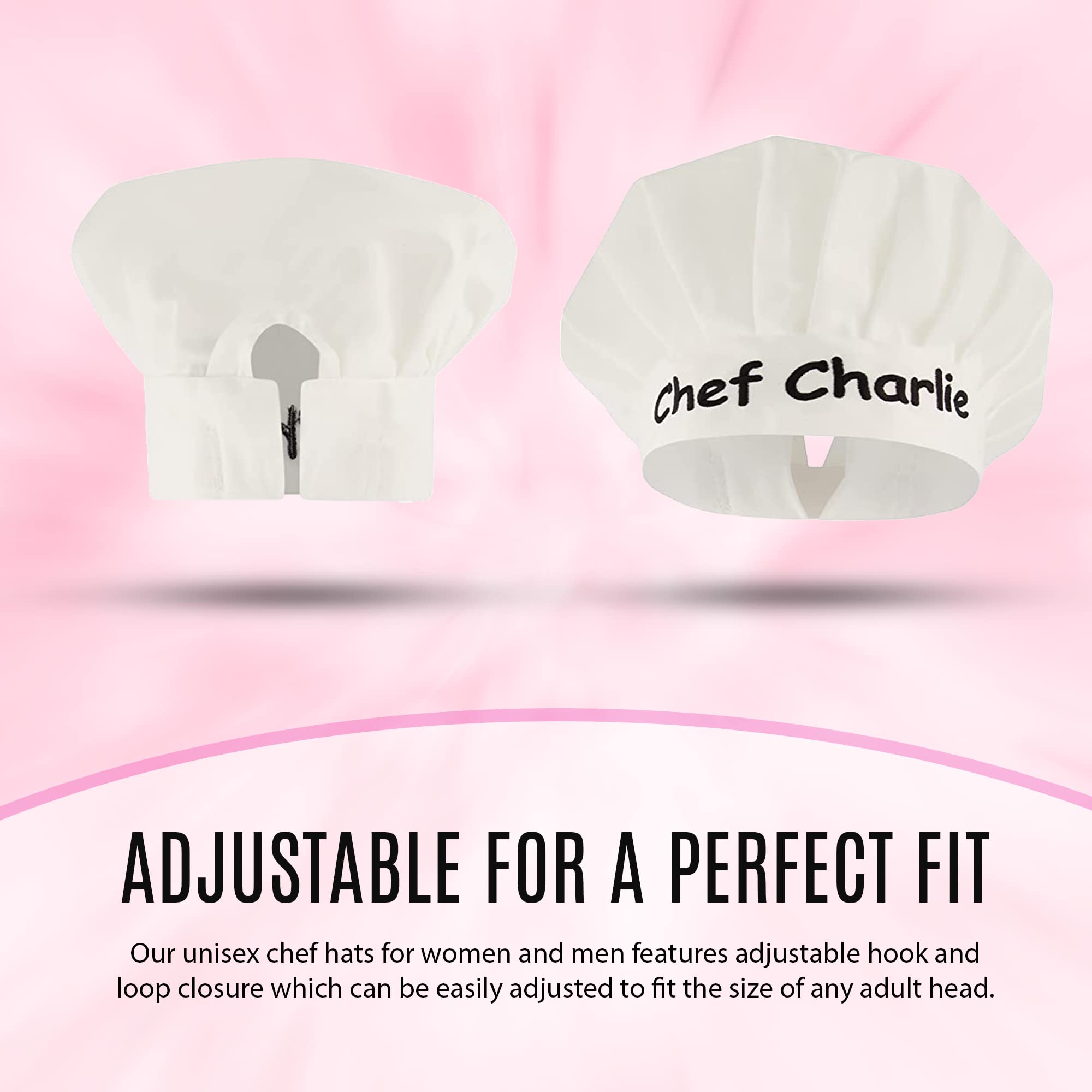 Custom Embroidered Chef Hat for Men & Women - Personalized Cooking Cap with Name - Adjustable Adult Chef Hat for Professional Kitchens, BBQ Parties & Culinary Gifts