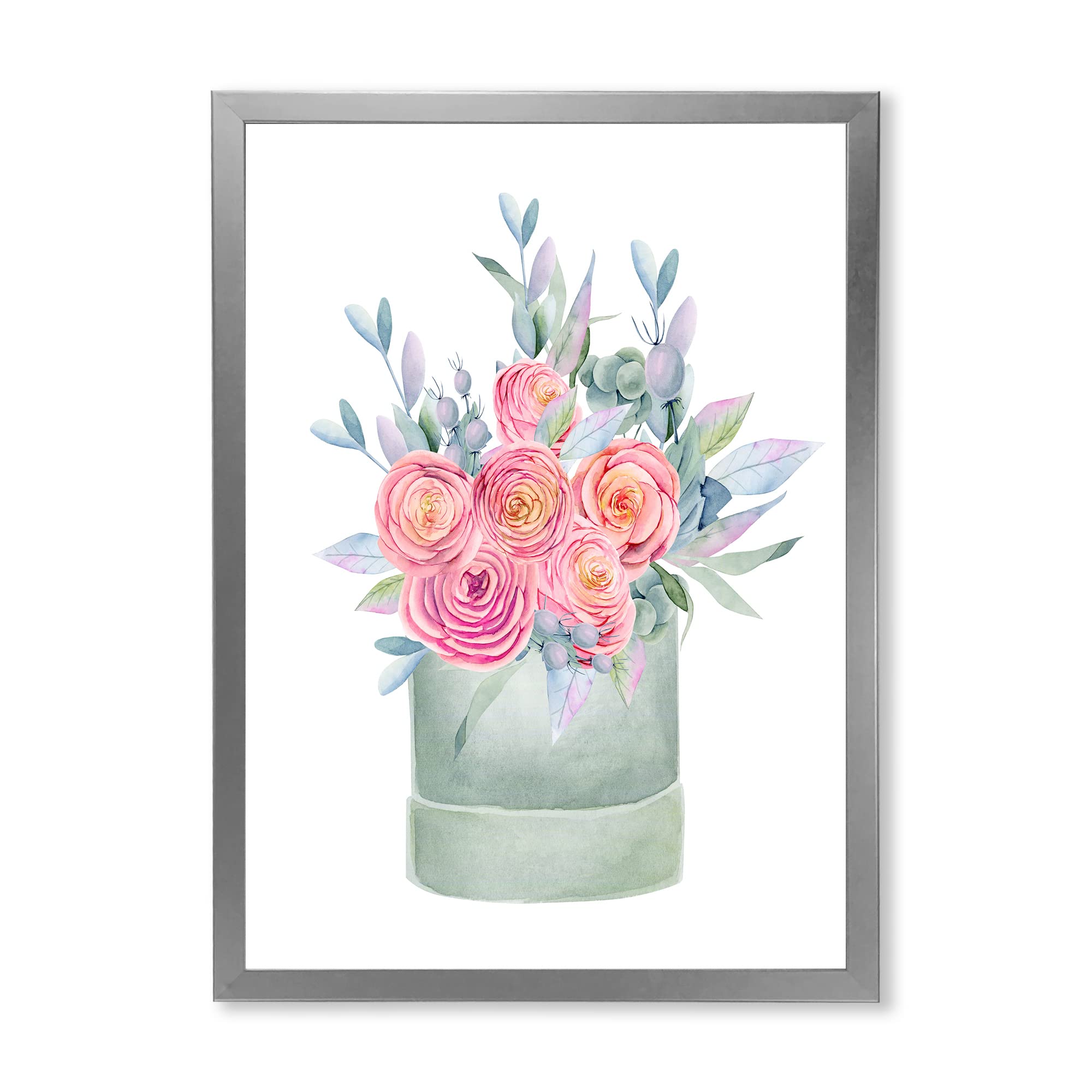 Farmhouse Framed Wall Art with Pink Roses - Elegant Home Decor Gift Box for Living Room, Bedroom & Office