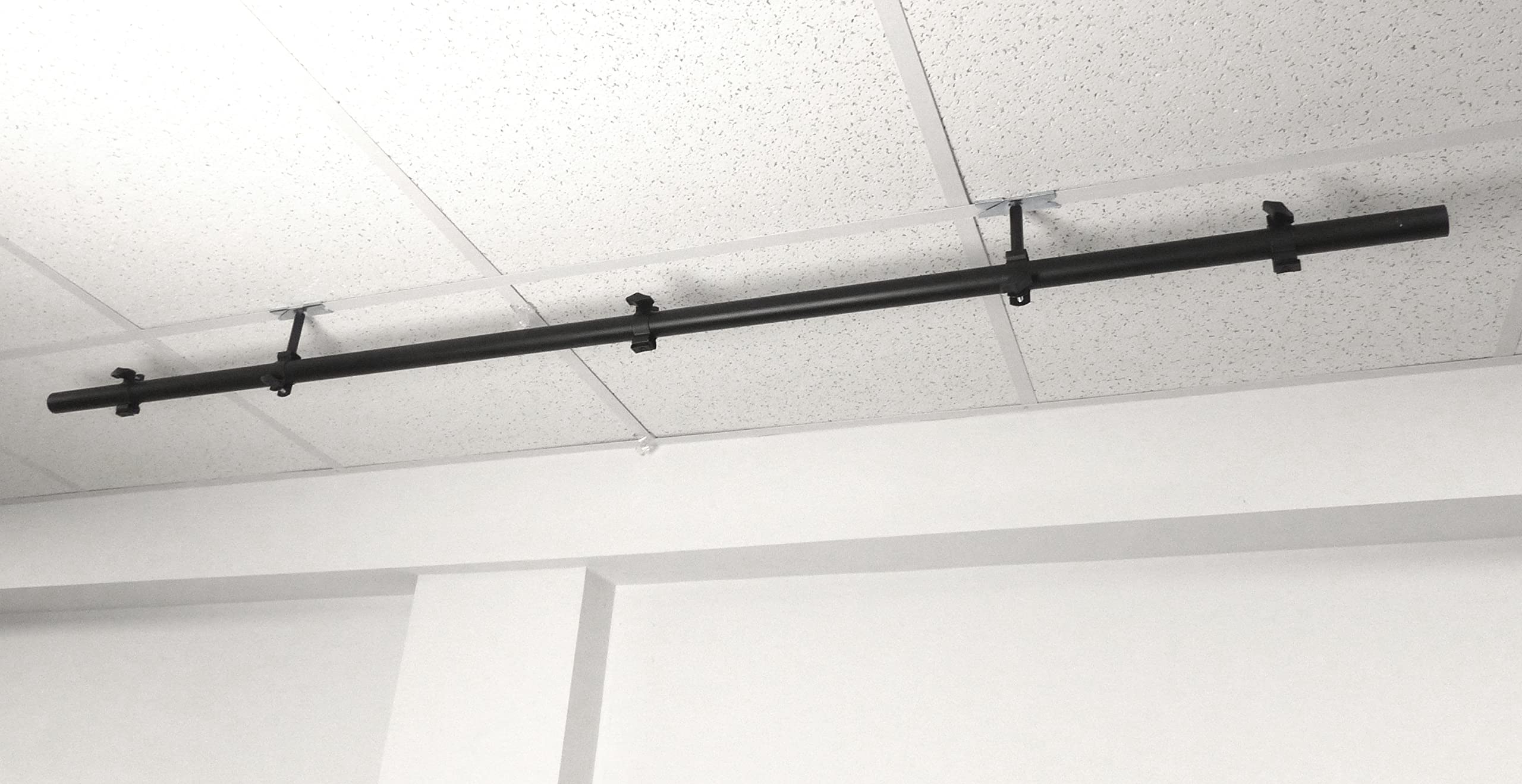 ALZO Suspended Drop Ceiling Mounting Bar for DJ Lights, Stage Lighting & Band Equipment - 15ft White Power Cord - Perfect for Clubs, Concerts & Event Venues