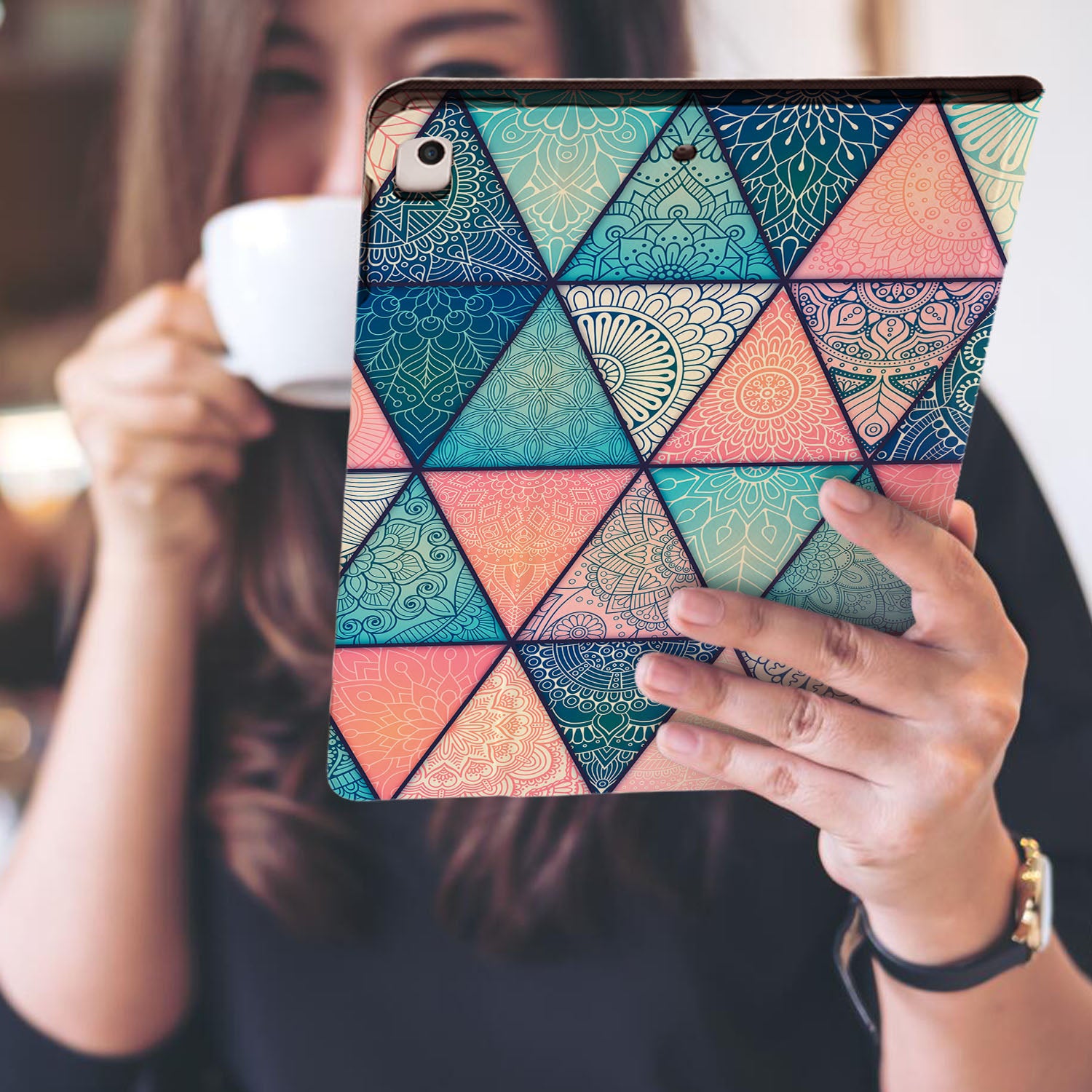 Premium iPad Folio Case with Aztec Tribal Design - Slim Protective Cover for iPad Pro/Air/Mini - Perfect for Work, Travel & School Use