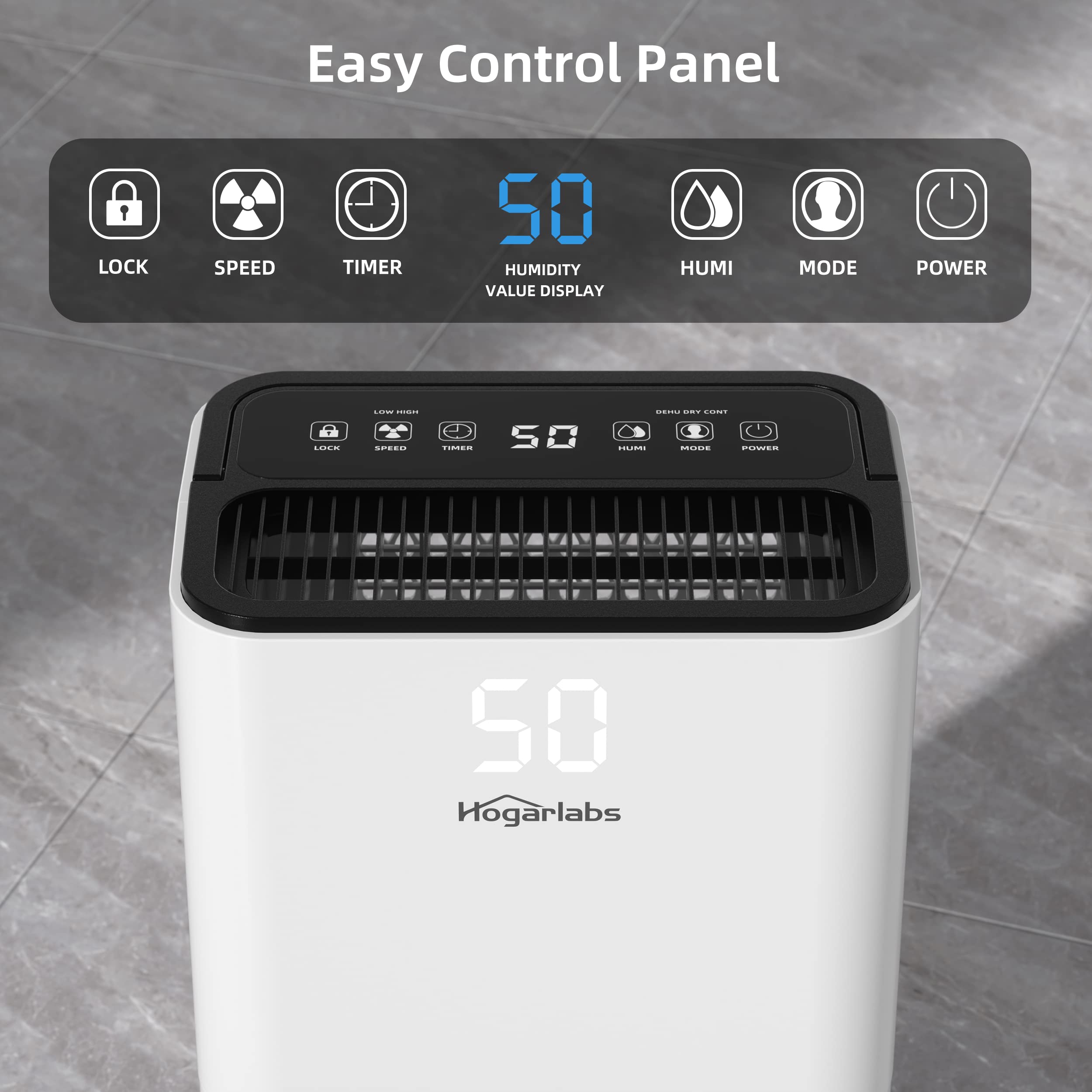 50 Pint Energy Star Dehumidifier - 3500 Sq. Ft Coverage for Home, Basement, Bedroom & Bathroom | Smart Humidity Control with Drain Hose - Perfect for Medium to Large Rooms, Mold Prevention & Air Quality Improvement