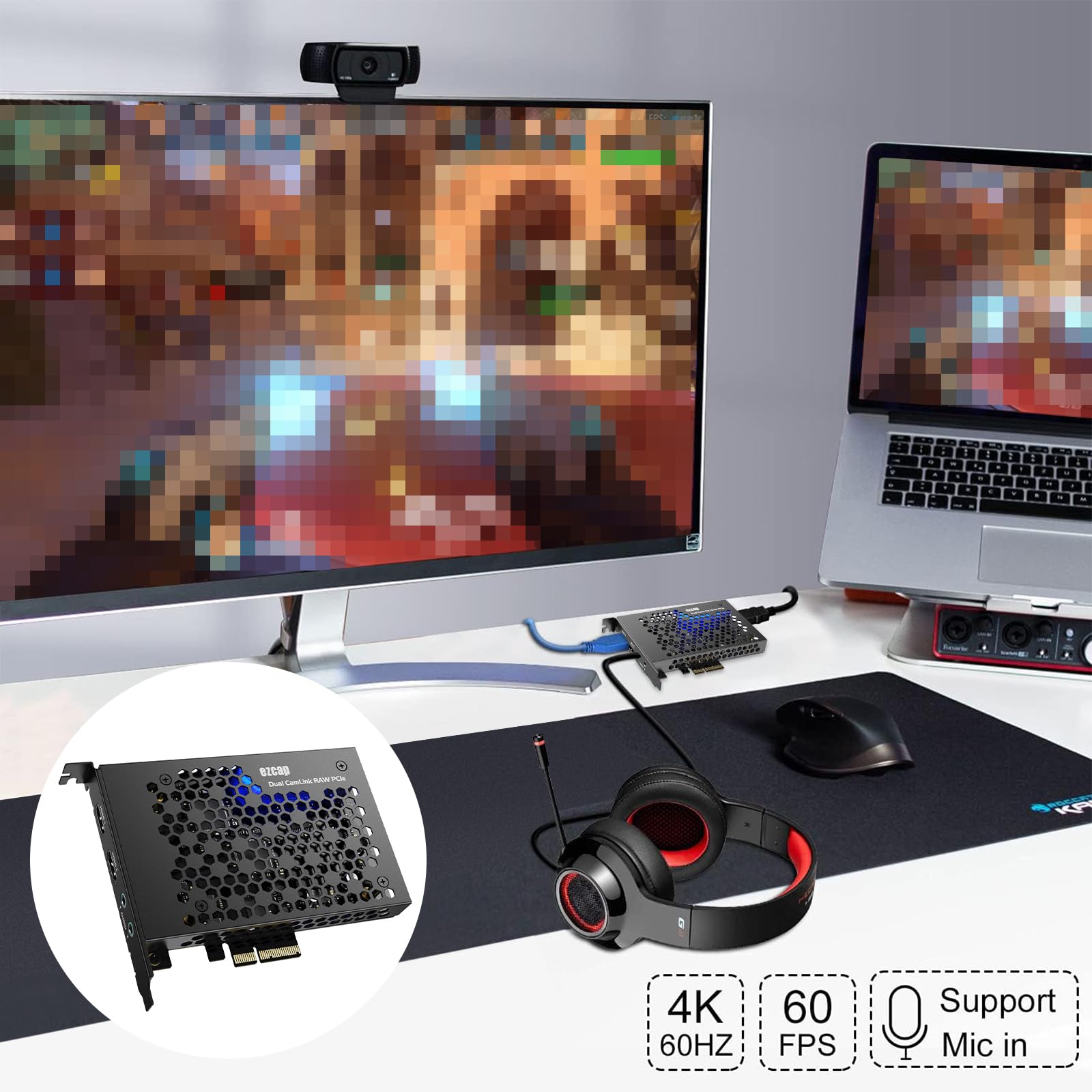 Docooler Dual CamLink RAW PCIe Internal Game Capture Card - 4K 60FPS Recording & Live Streaming for PC, PS5, Xbox, Nintendo Switch - Perfect for Gamers, Streamers & Content Creators