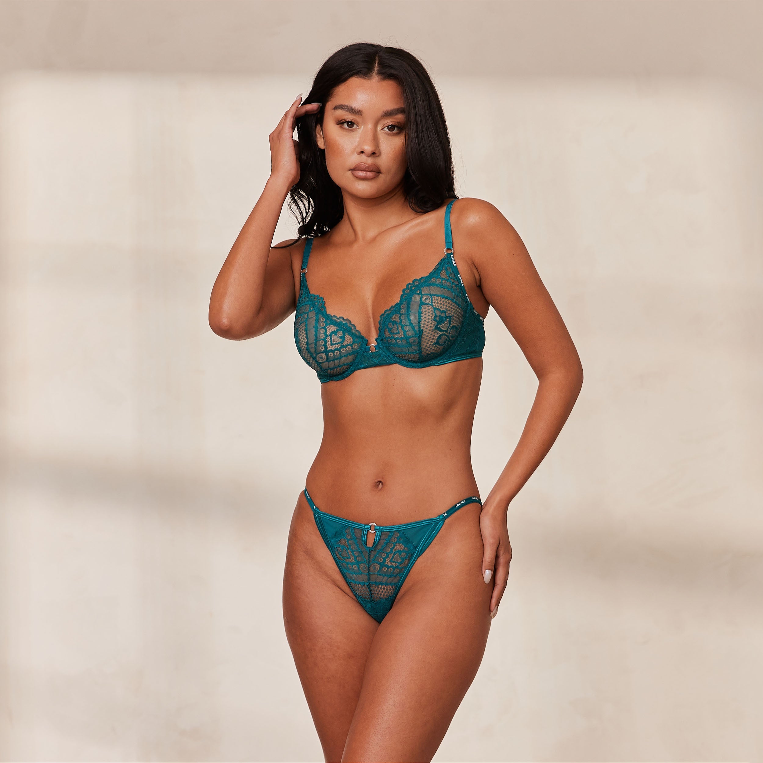 Charmed Balcony Bra in Turquoise - Sexy Lace Underwear for Women | Perfect for Date Nights & Special Occasions