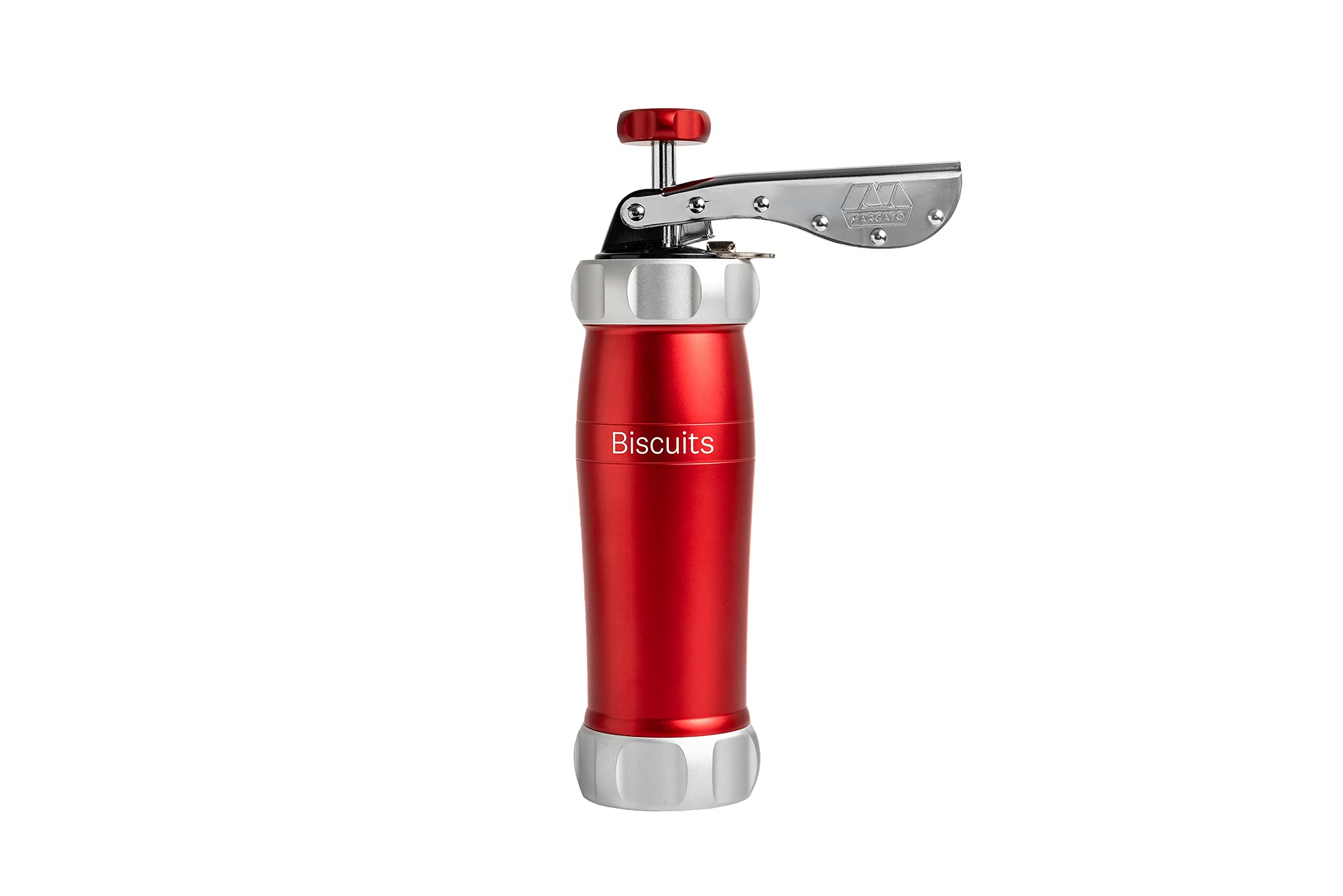 Marcato Atlas Deluxe Biscuit Maker Cookie Press - Italian Made Stainless Steel Dough Press with 20 Disc Shapes (Red) - Perfect for Holiday Baking, Cookies, Pastries & Homemade Treats