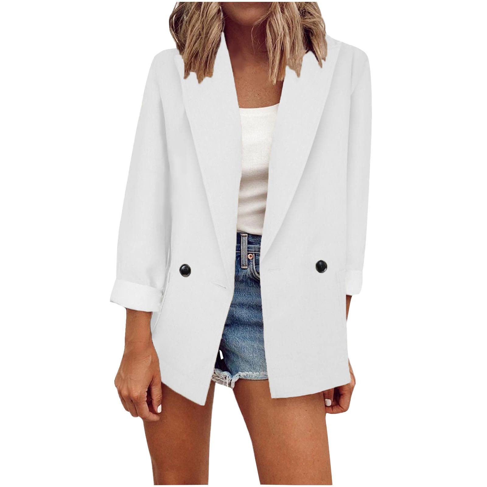 Women's Plus Size Cardigan Blazers - Windproof Trench Coat for Autumn & Spring | Button-Down Blouse Jacket for Work, Office & Casual Outfits